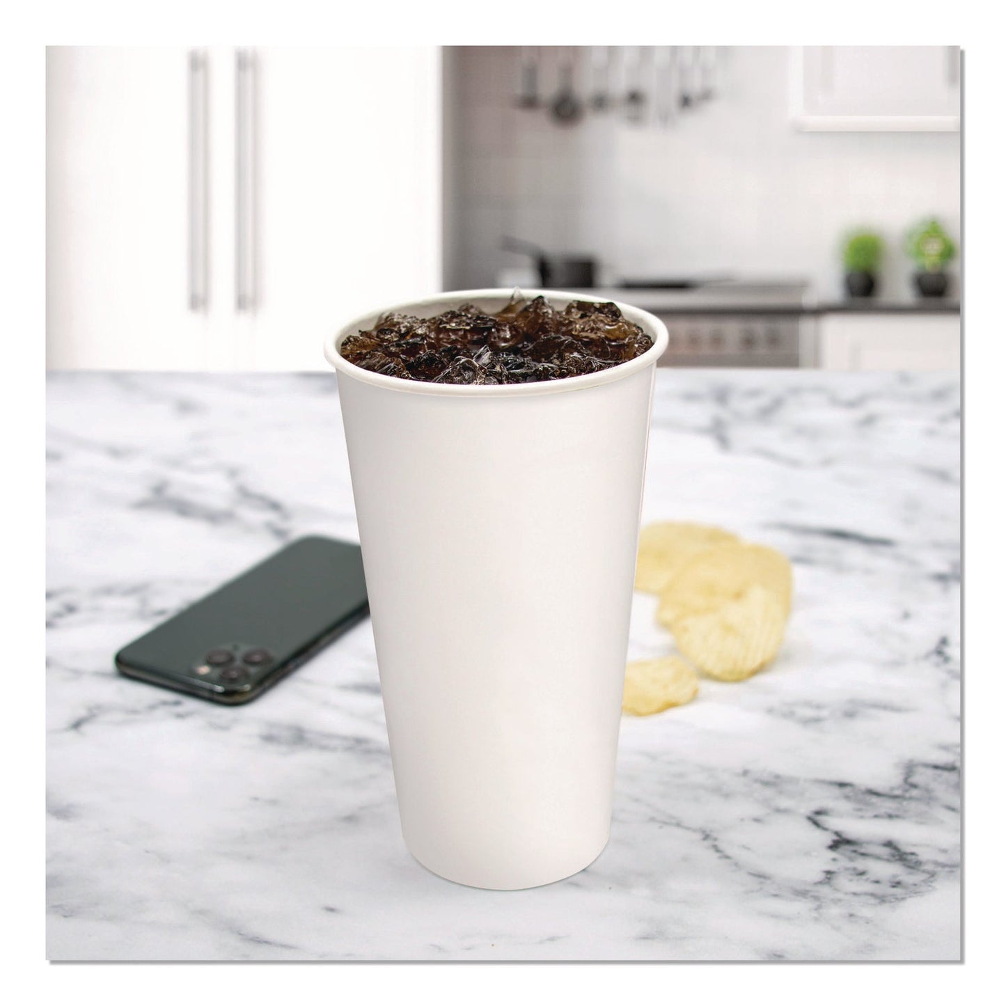 SOLO® Double Sided Poly (DSP) Paper Cold Cups, 28 oz to 32 oz, White, 40 Cups/Sleeve, 12 Sleeves/Carton