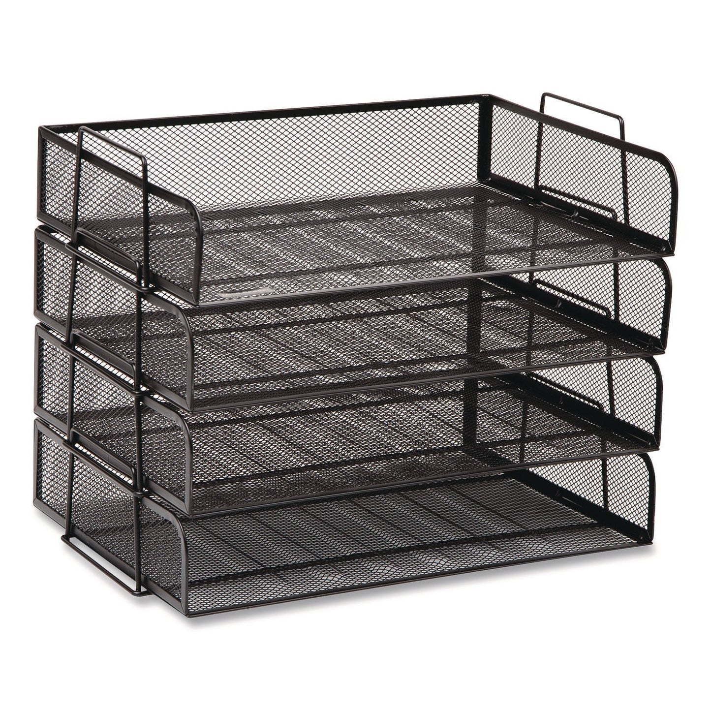 Mind Reader Stackable Paper Desk Tray Organizer, Letter Size, 9.75 x 14 x 3.25, Black, 4/Pack