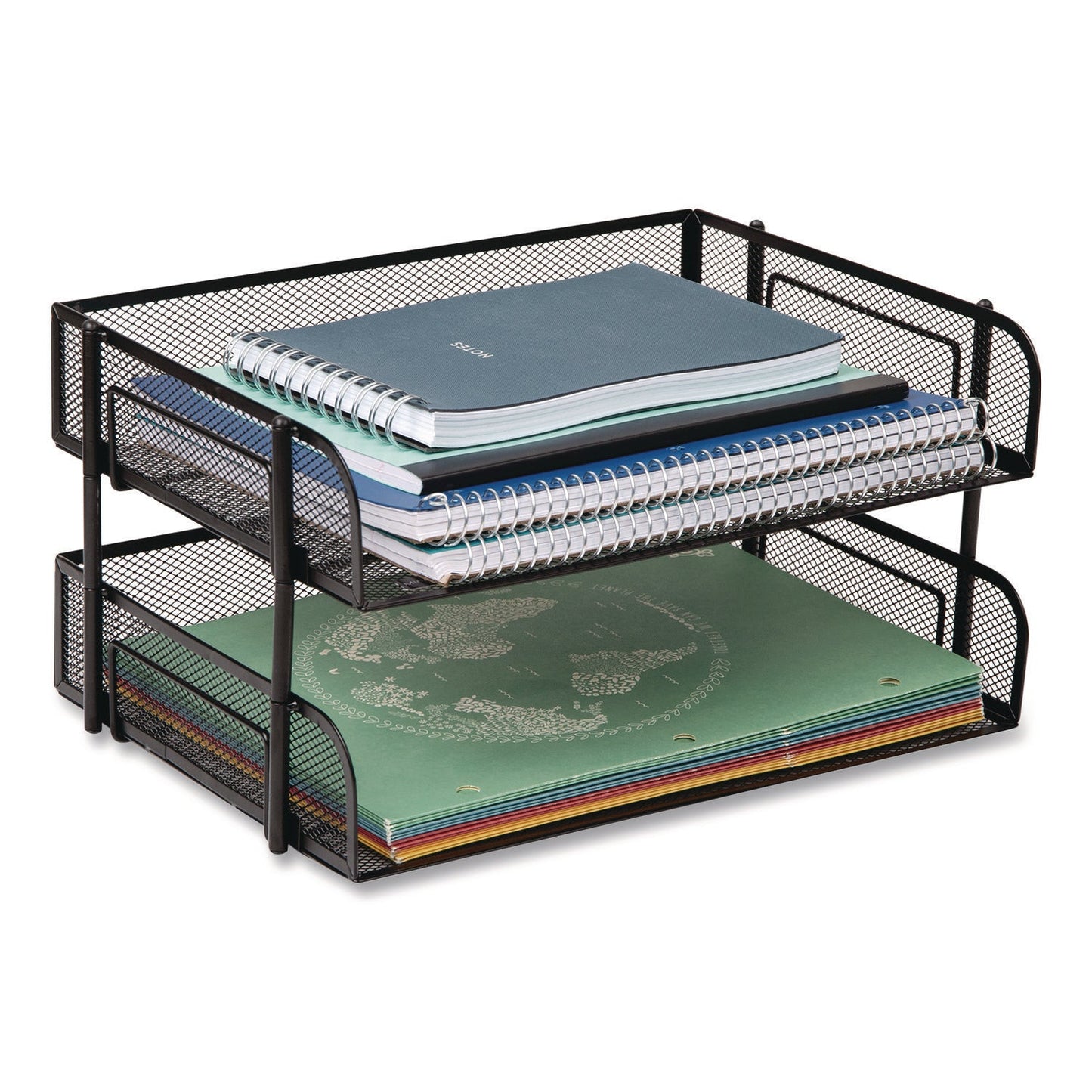 Mind Reader Stackable Paper Desk Tray Organizer, Letter Size, 10 x 13.5 x 2.5, Black, 2/Pack