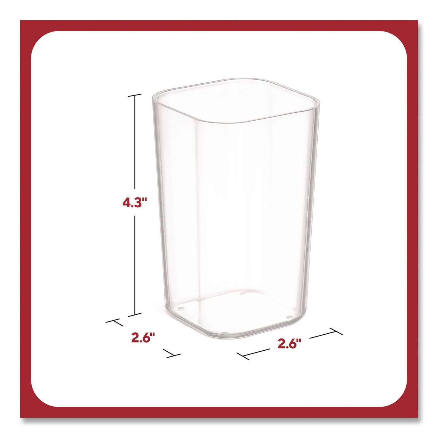 TRU RED™ Stackable Plastic Pencil Cup, 2.61 x 2.61 x 4.3, Clear