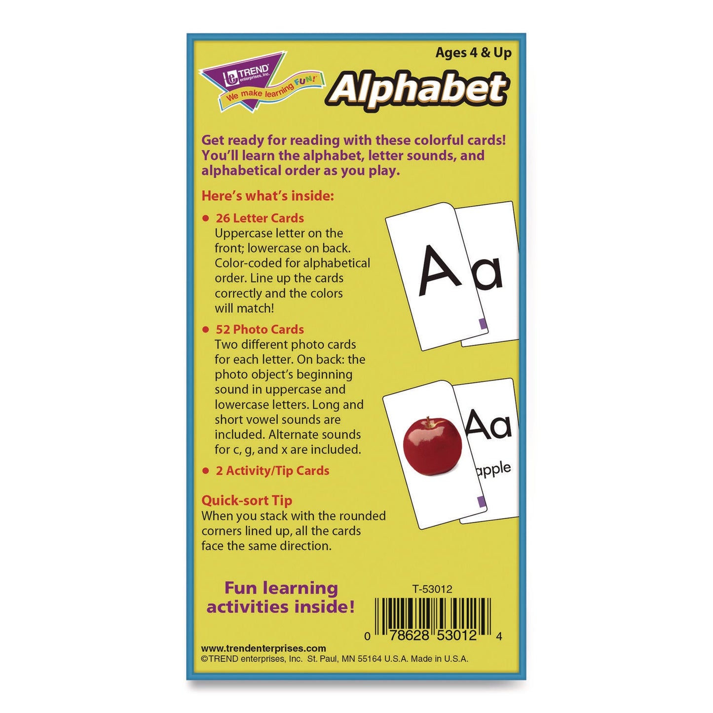 TREND® ESL and ELL Resources Alphabet Flash Cards, 3" x 3", Multicolor, 80 Cards/Set