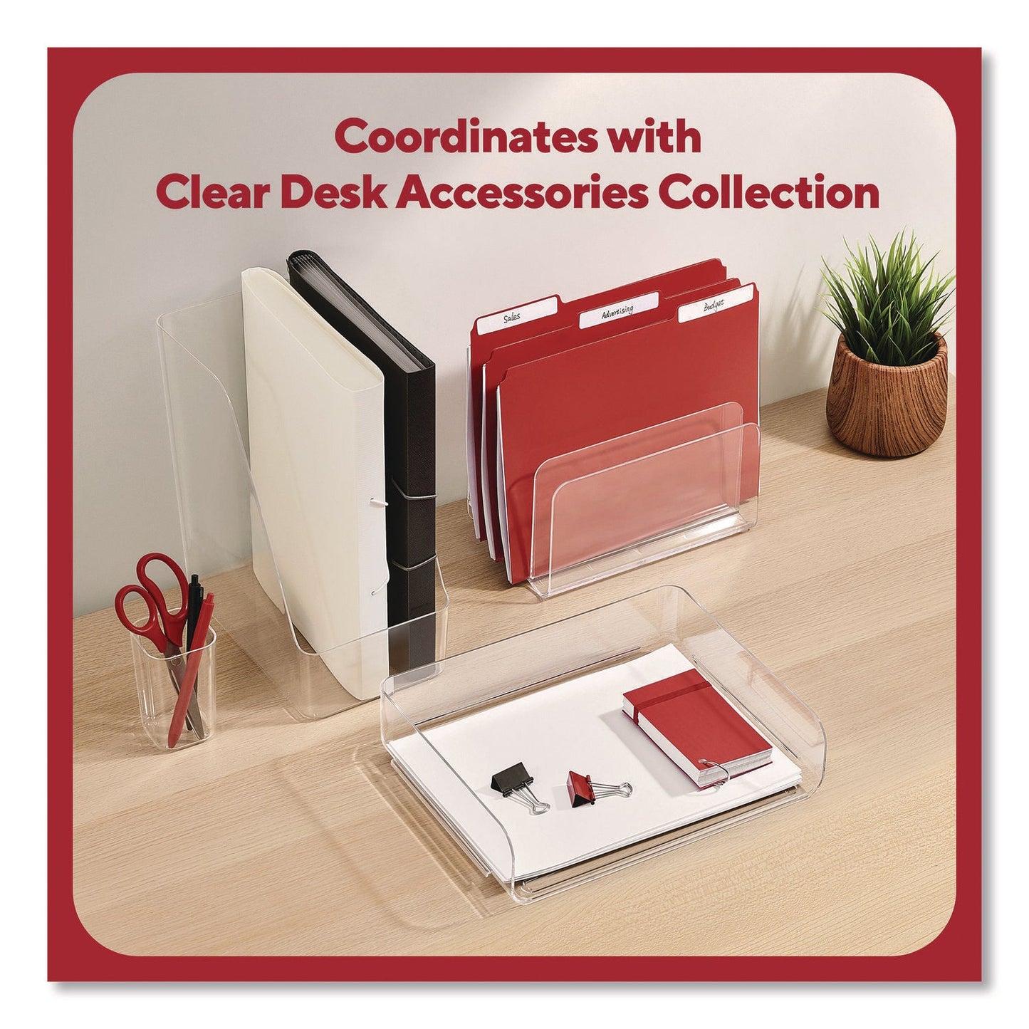 TRU RED™ Clear Side Load Stackable Plastic Letter Tray, Letter Size, 9.72 x 12.63 x 3.01