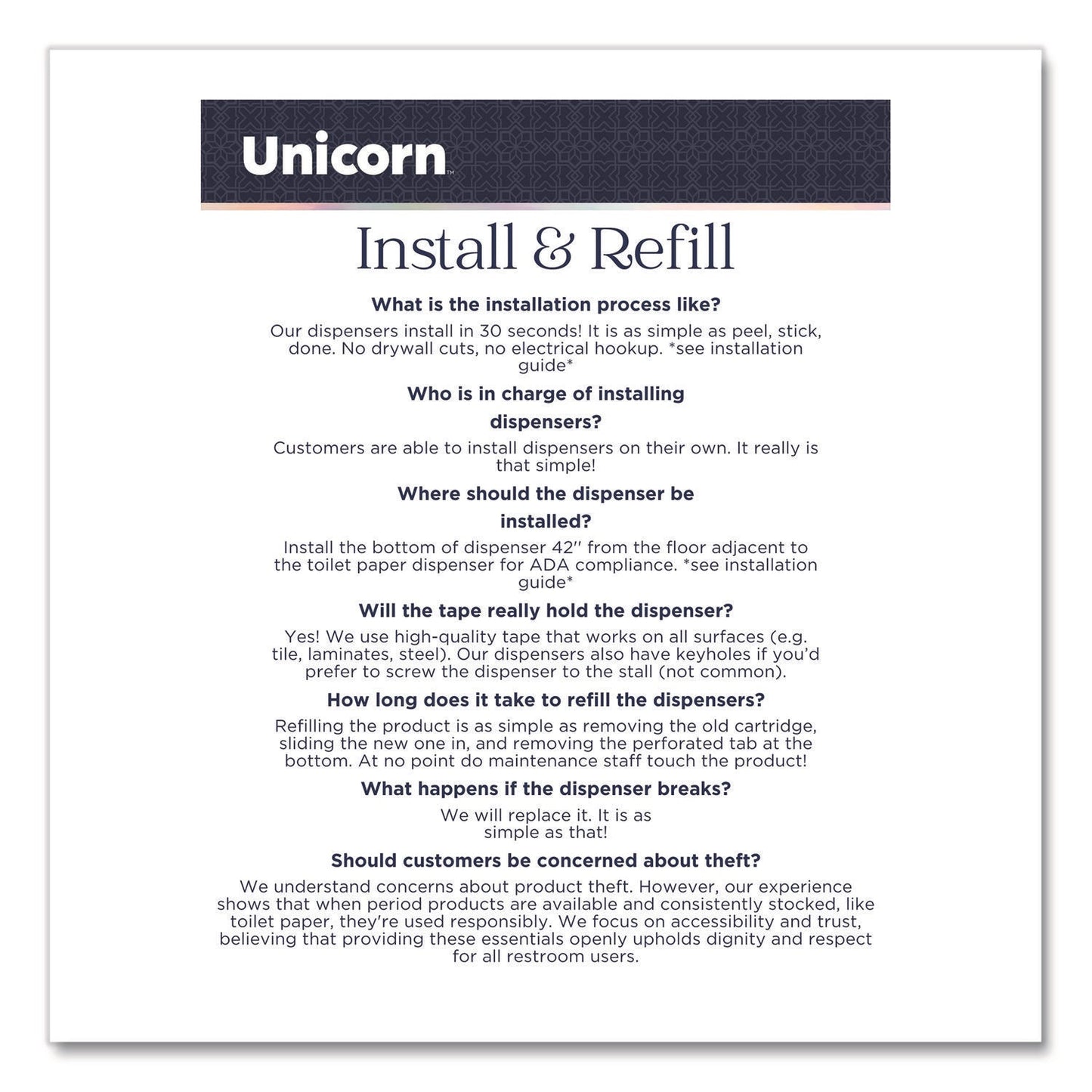 Unicorn™ Cotton Maxi Pads with Wings, Regular Absorbency, 40 Pads/Cartridge, 6 Cartridges/Pack