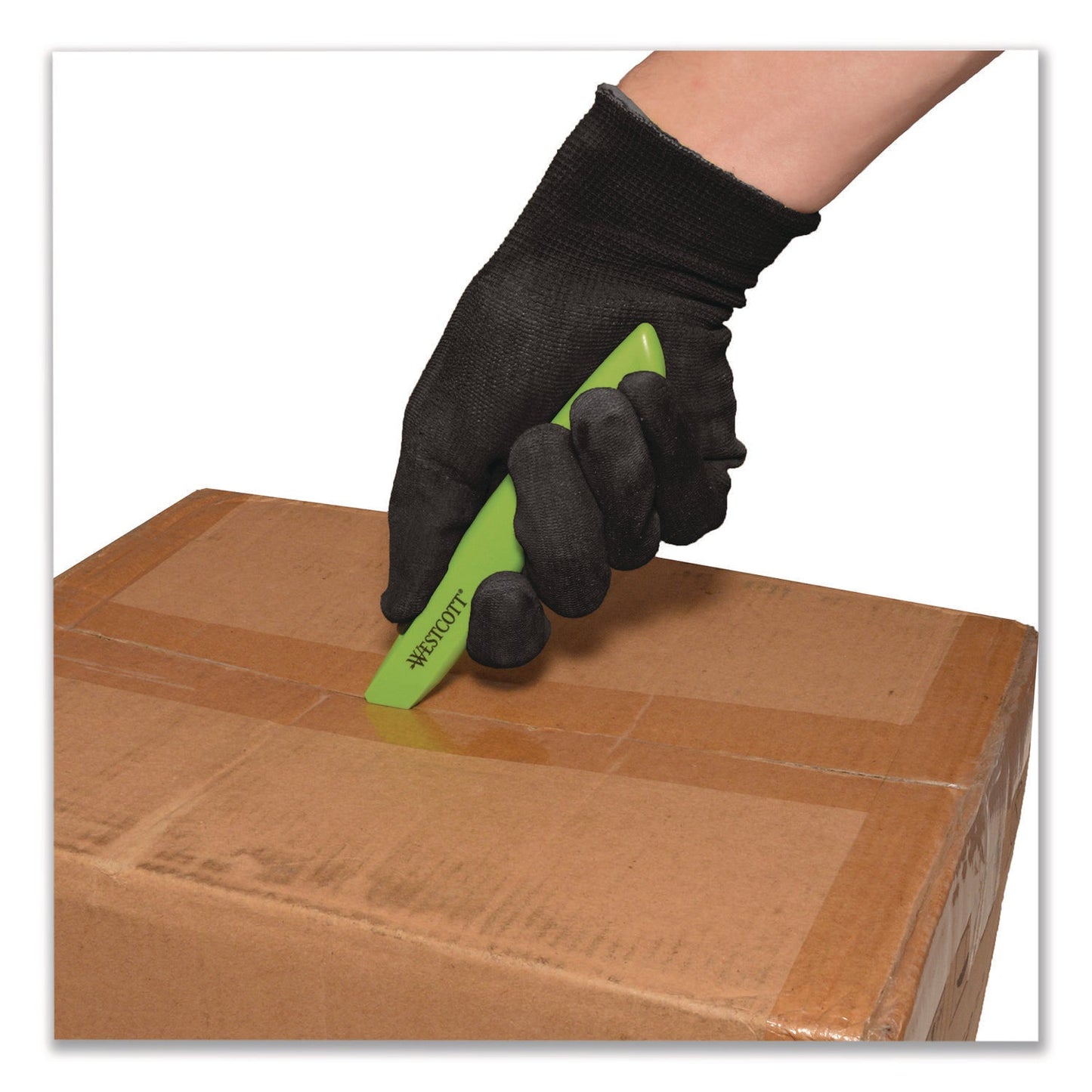 Westcott® Full-Size Safety Cutter, ABS Handle, Green, 12/Pack