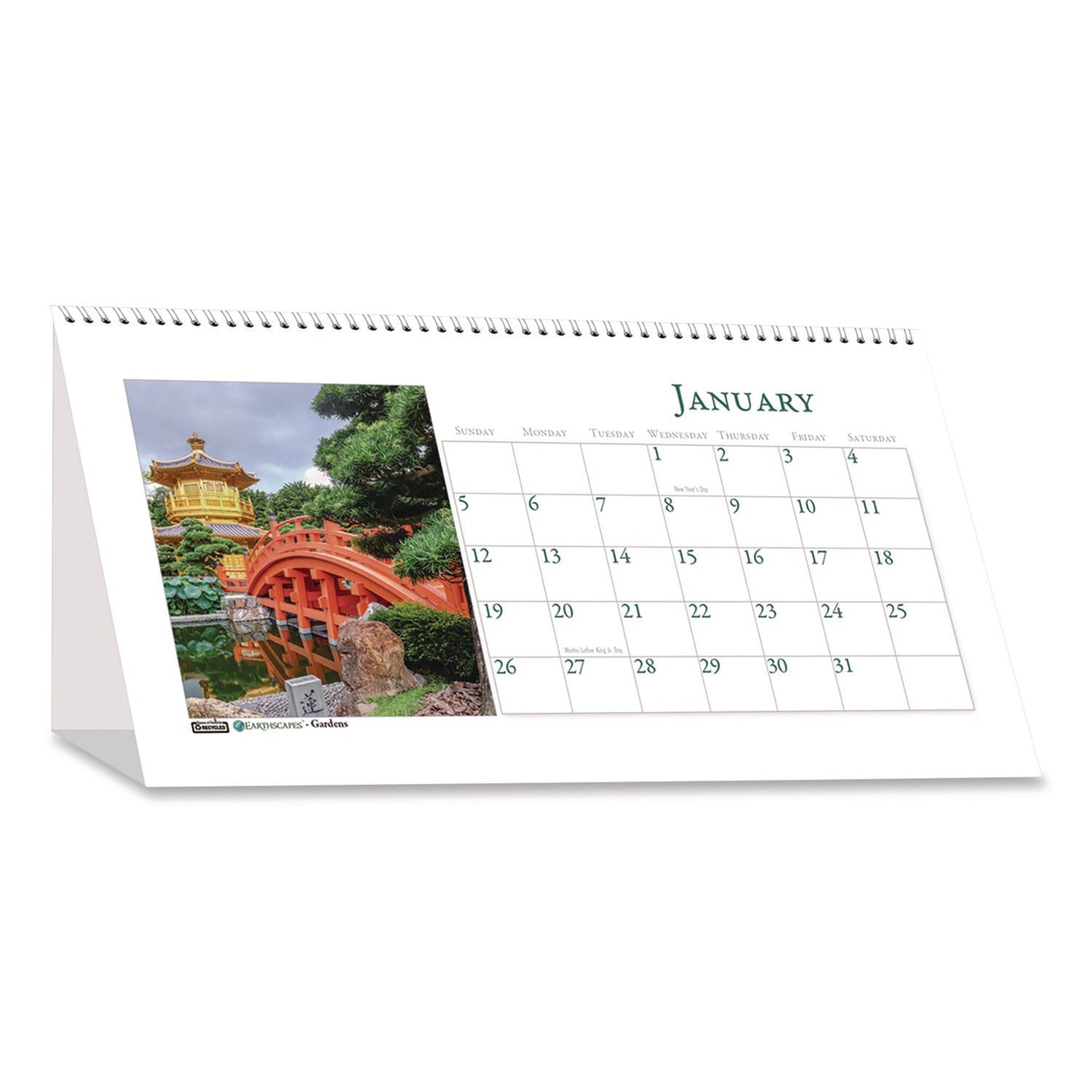 House of Doolittle™ Recycled Gardens of the World Monthly Desktop Calendar, Garden Scene Photography, 8.5 x 4.25, White, 12-Month (Jan-Dec): 2025