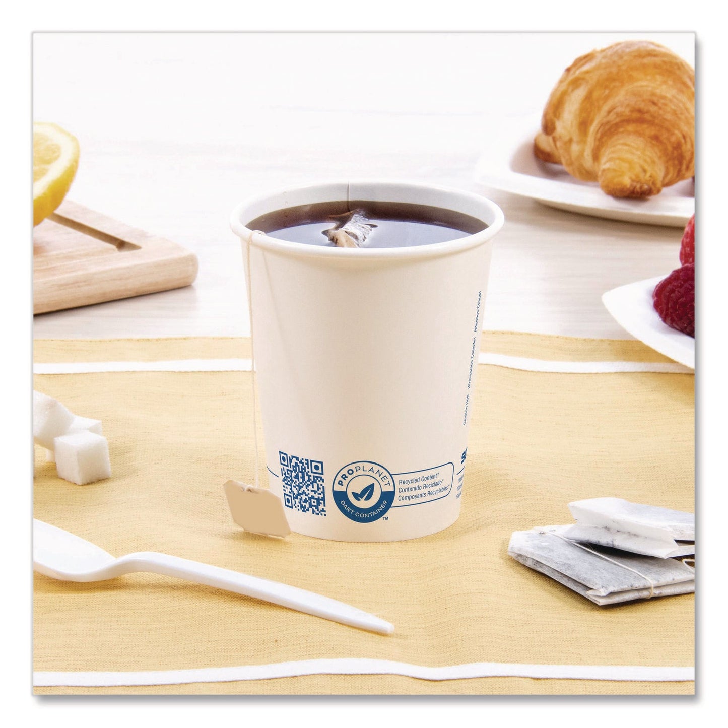 SOLO® Recycled Content PCF Paper Hot Cups, ProPlanet Seal, 10 oz, White, 50/Pack