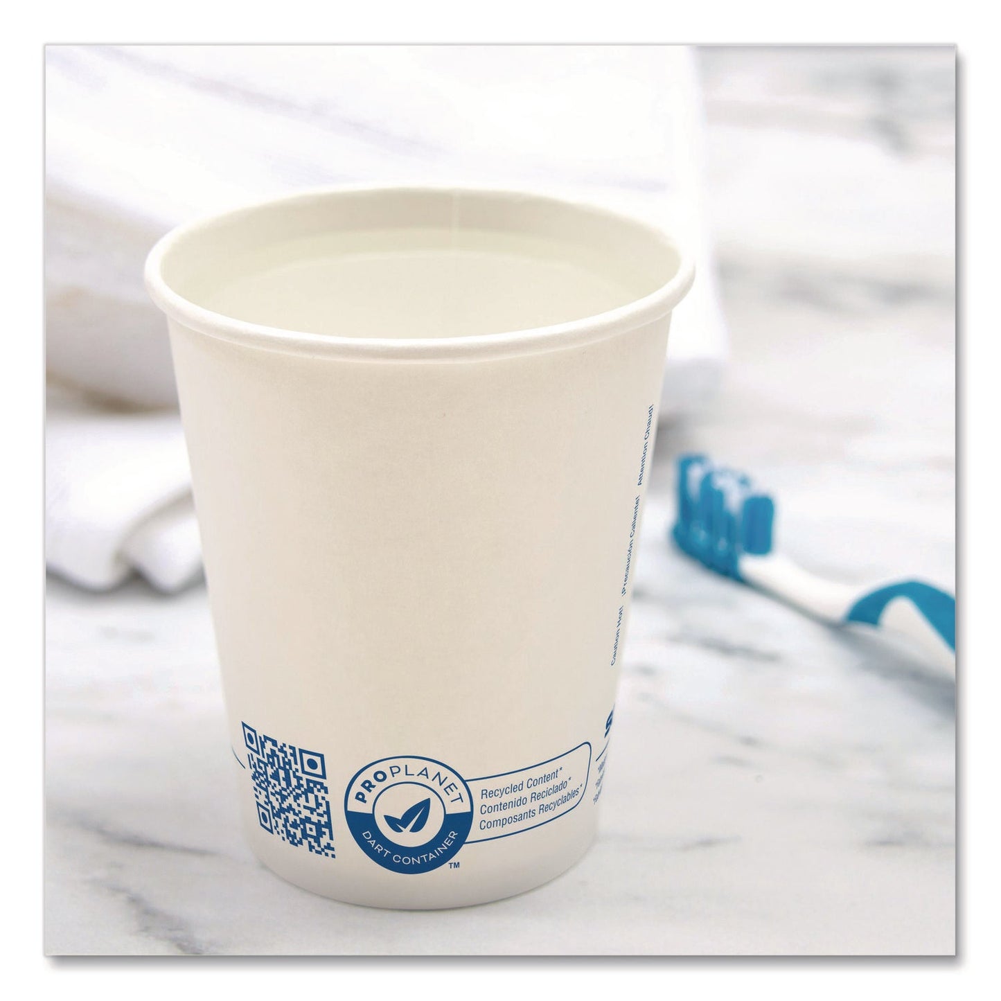 SOLO® Recycled Content PCF Paper Hot Cups, ProPlanet Seal, 10 oz, White, 50/Pack