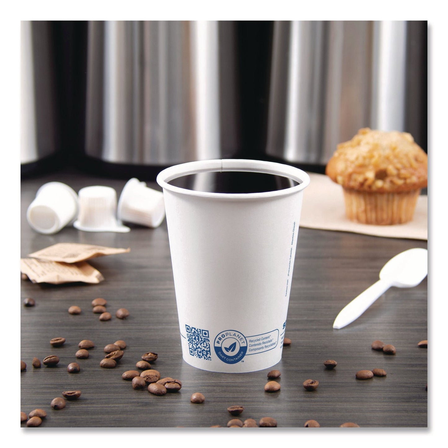 SOLO® Recycled Content PCF Paper Hot Cups, ProPlanet Seal, 12 oz, White, 50/Pack