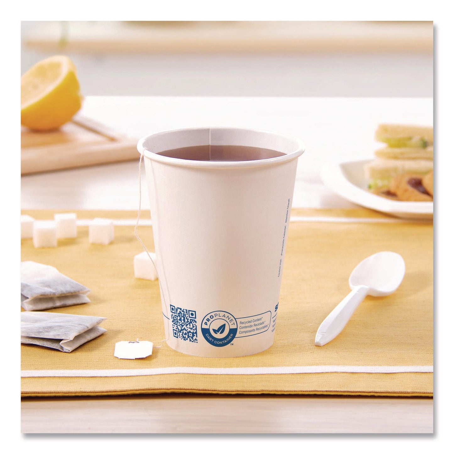 SOLO® Recycled Content PCF Paper Hot Cups, ProPlanet Seal, 12 oz, White, 50/Pack