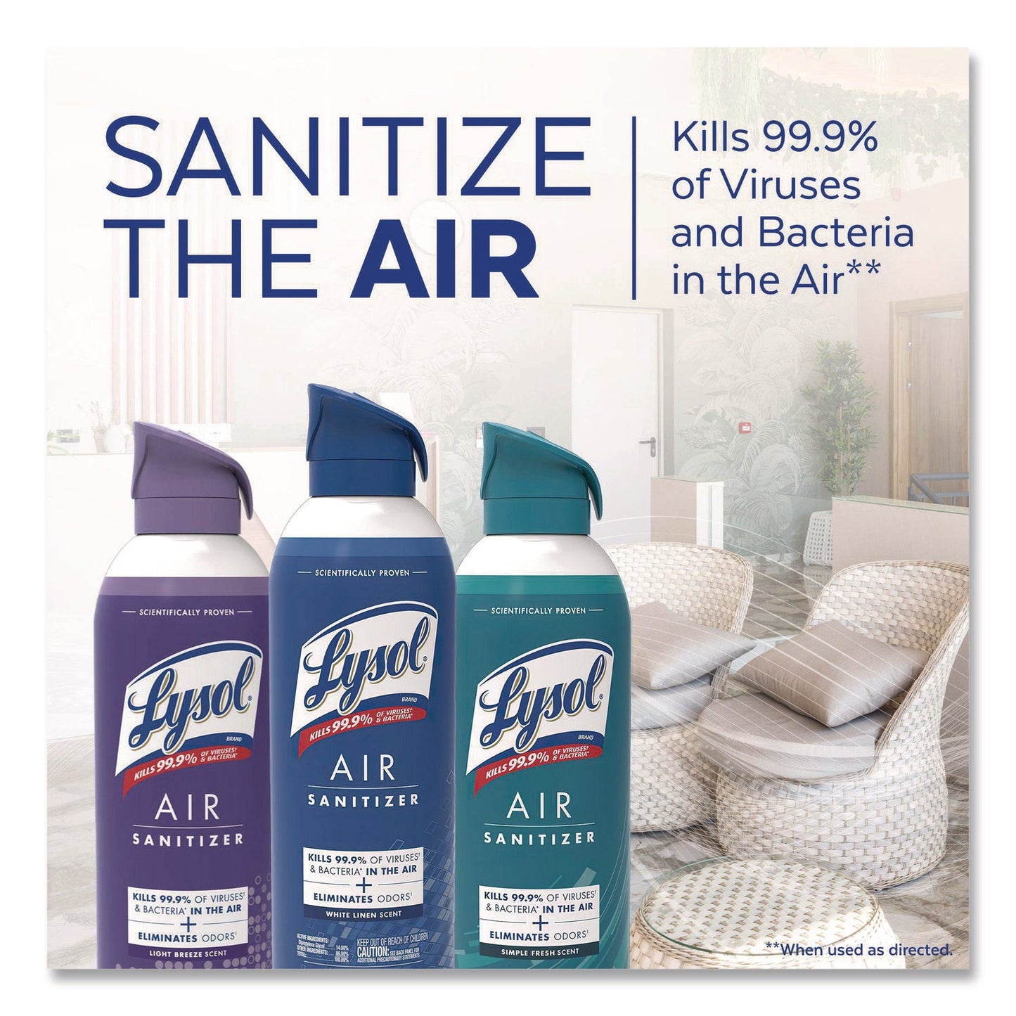 LYSOL® Brand Air Sanitizer Spray, White Linen Scent, 10 oz Aerosol Spray