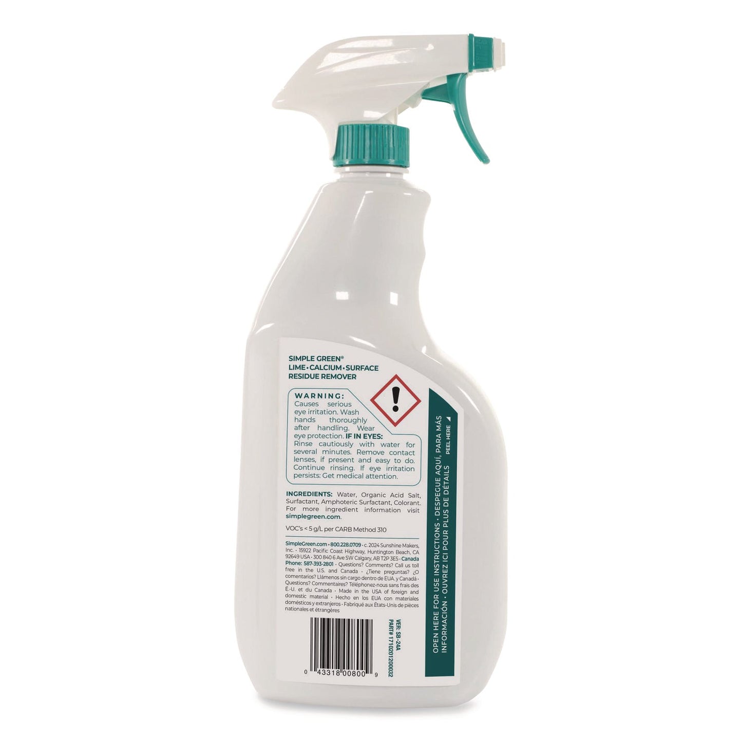 Simple Green® Lime Calcium Surface Residue Remover, 32 oz Spray Bottle, 12/Carton