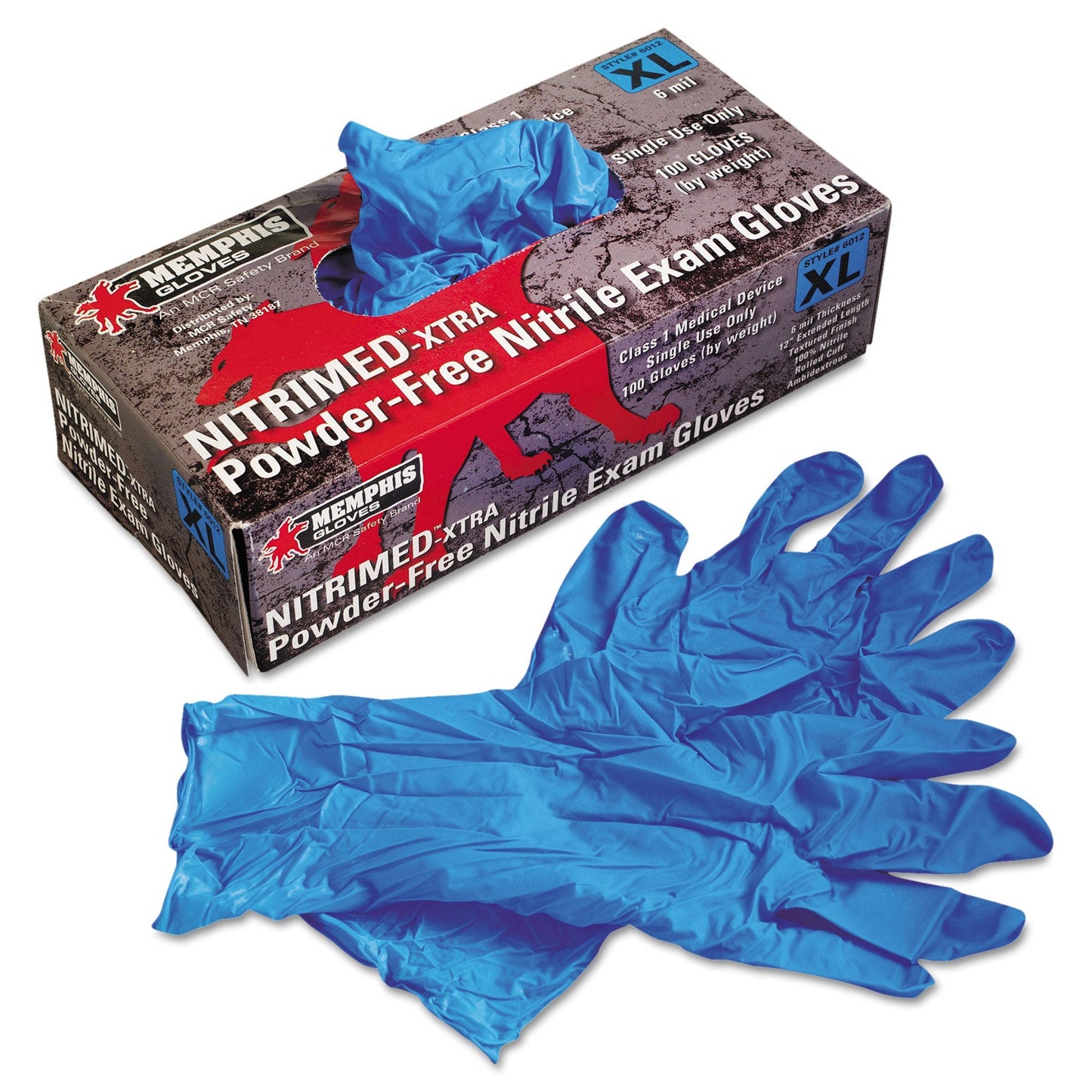 MCR™ Safety Nitri-Med Disposable Nitrile Gloves, Blue, X-Large, 100/box
