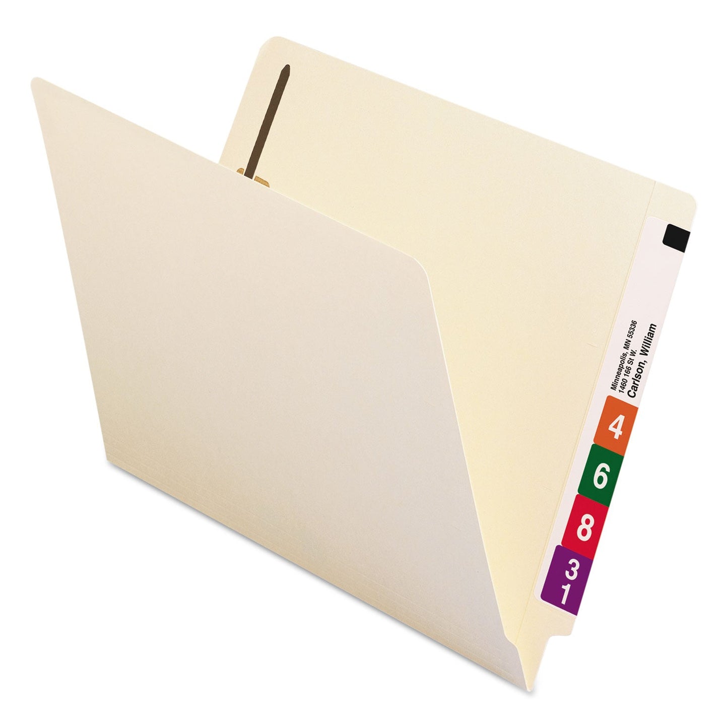 Smead Reinforced End Tab Fastener Folders, Antimicrobial Protection, 0.75" Expansion, 2 Fasteners, Letter Size, Manila, 50/Box