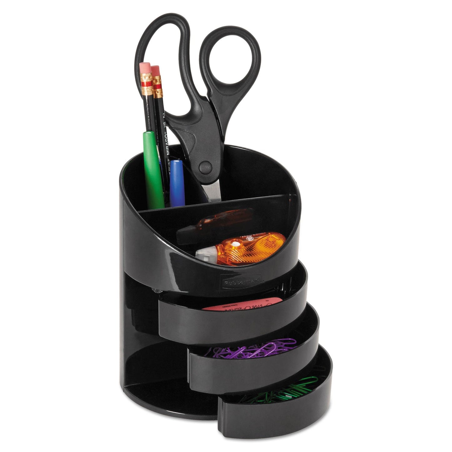Rubbermaid® Small Storage Divided Pencil Cup, Plastic, 4.5" Diameter x 5.69"h, Black