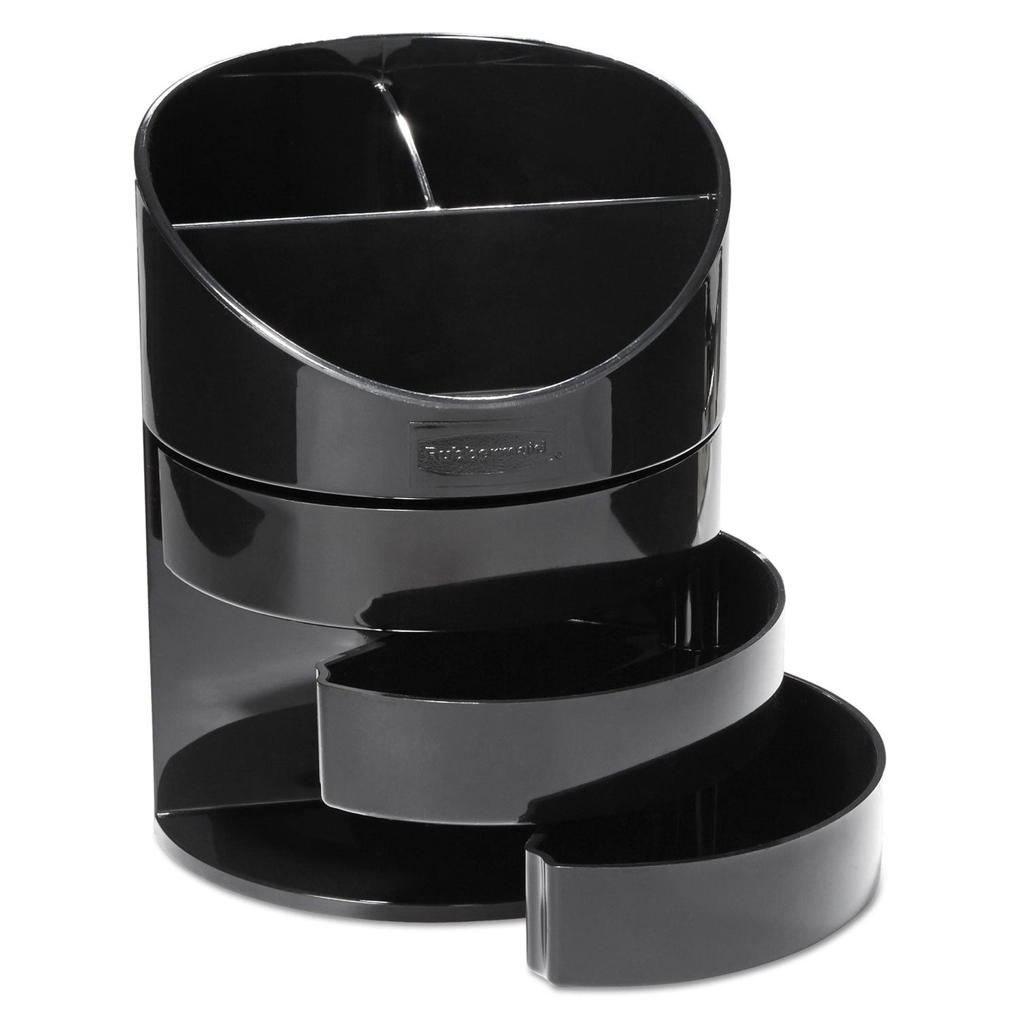 Rubbermaid® Small Storage Divided Pencil Cup, Plastic, 4.5" Diameter x 5.69"h, Black
