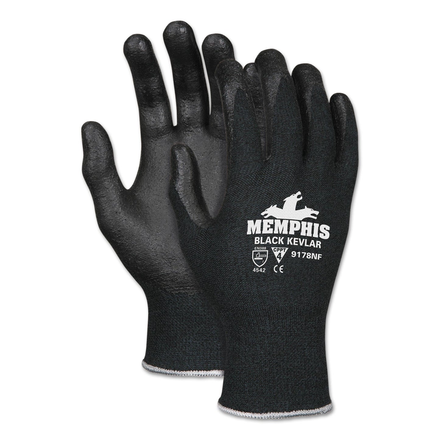 MCR™ Safety Kevlar Gloves 9178nf, Kevlar/nitrile Foam, Black, Large