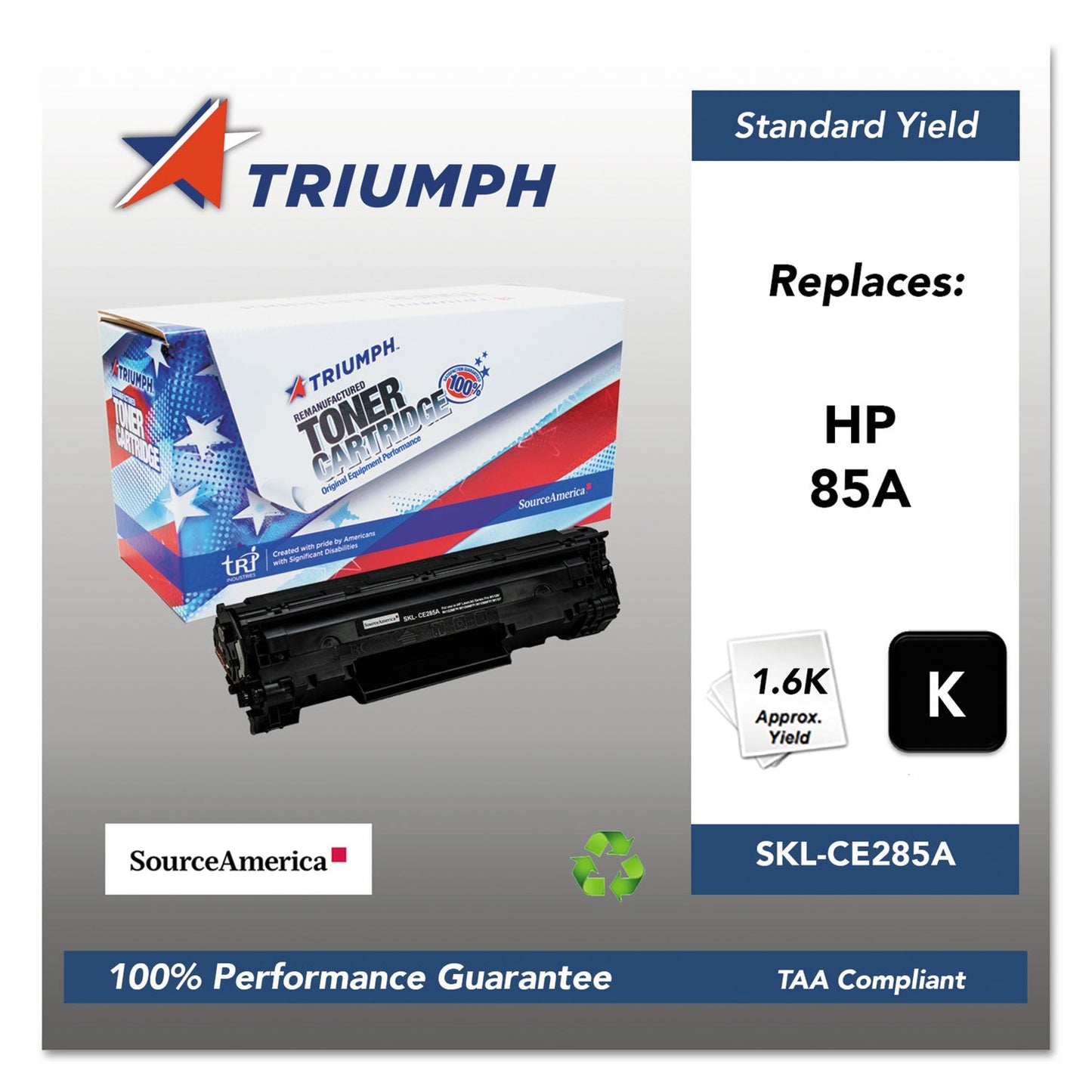 Triumph™ 751000nsh1100 Remanufactured Ce285a (85a) Toner, 1,600 Page-Yield, Black