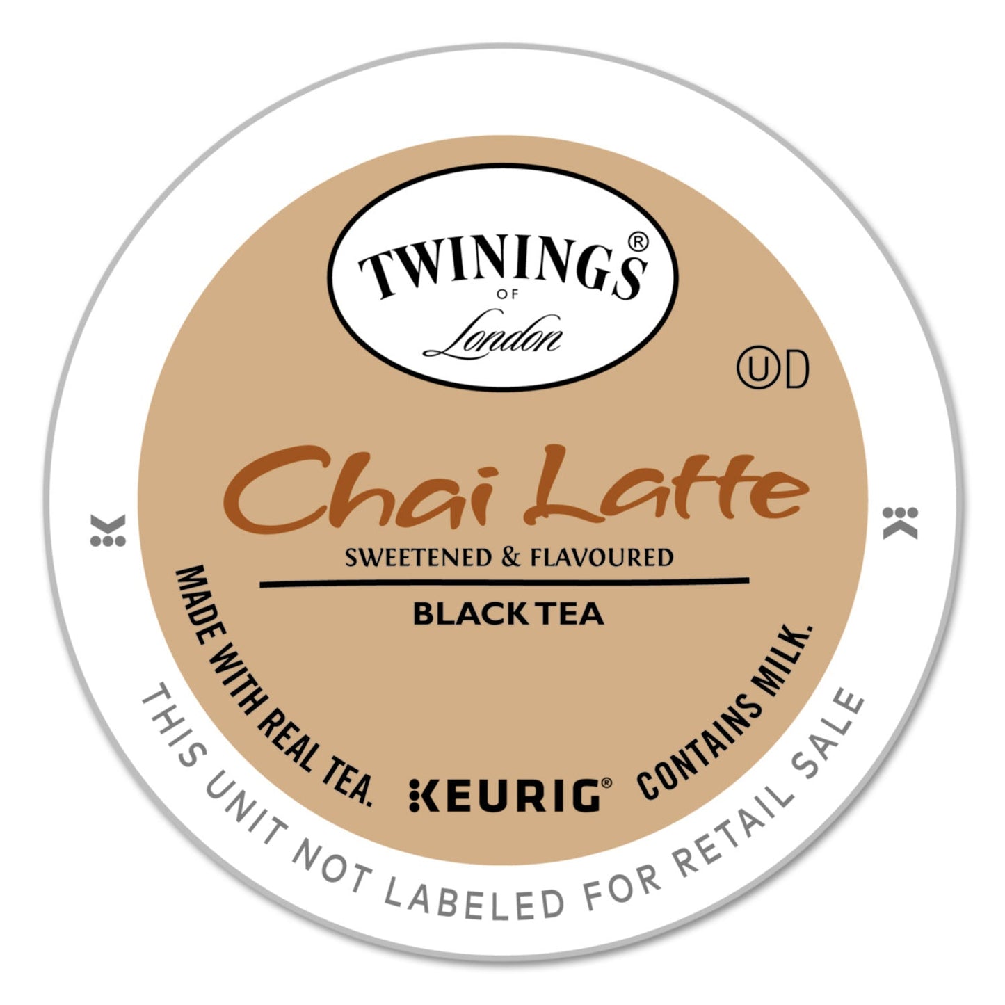 TWININGS® Tea K-Cups, Chai Tea with Non-Fat Milk and Sweetener, 25% Less Sugar, 0.53 oz K-Cups, 22/Box