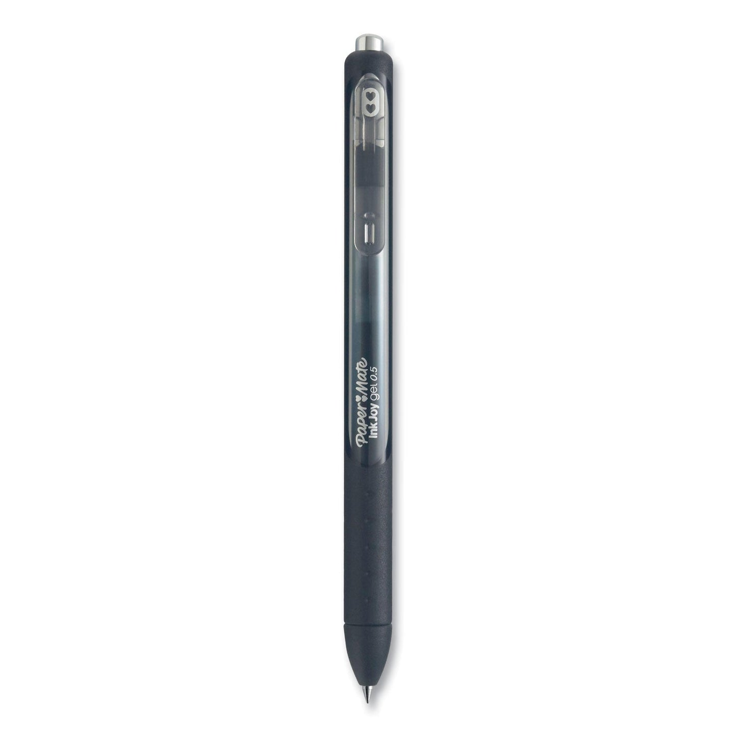 Paper Mate® InkJoy Gel Pen, Retractable, Fine 0.5 mm, Black Ink, Black/Smoke Barrel, 8/Pack
