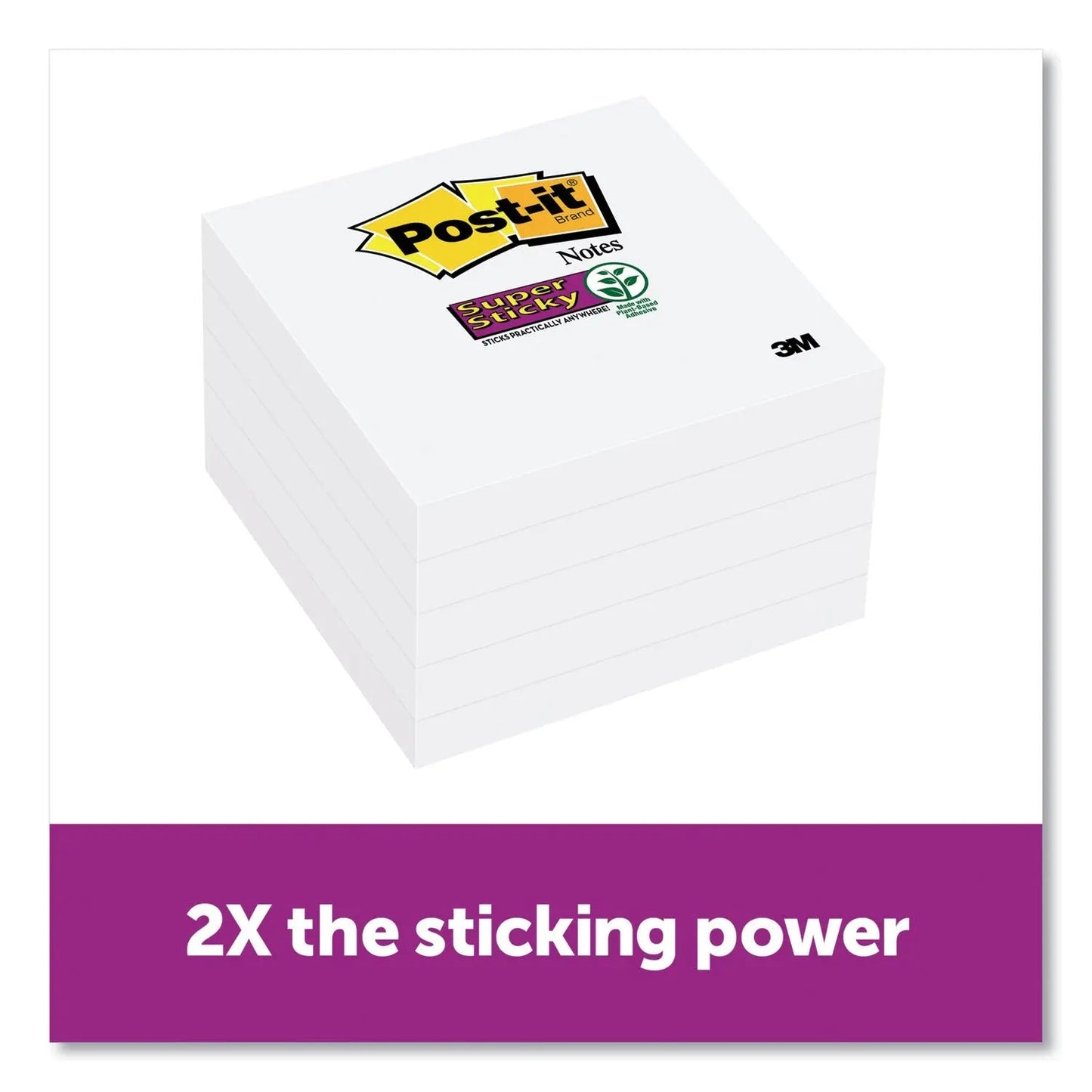 Post-it® Notes Super Sticky Self-Stick Notes 3" x 3", White, 90 Sheets/Pad, 8 Pads/Pack