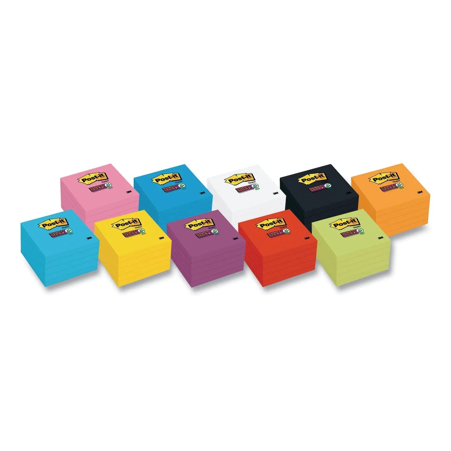 Post-it® Notes Super Sticky Self-Stick Notes 3" x 3", White, 90 Sheets/Pad, 8 Pads/Pack