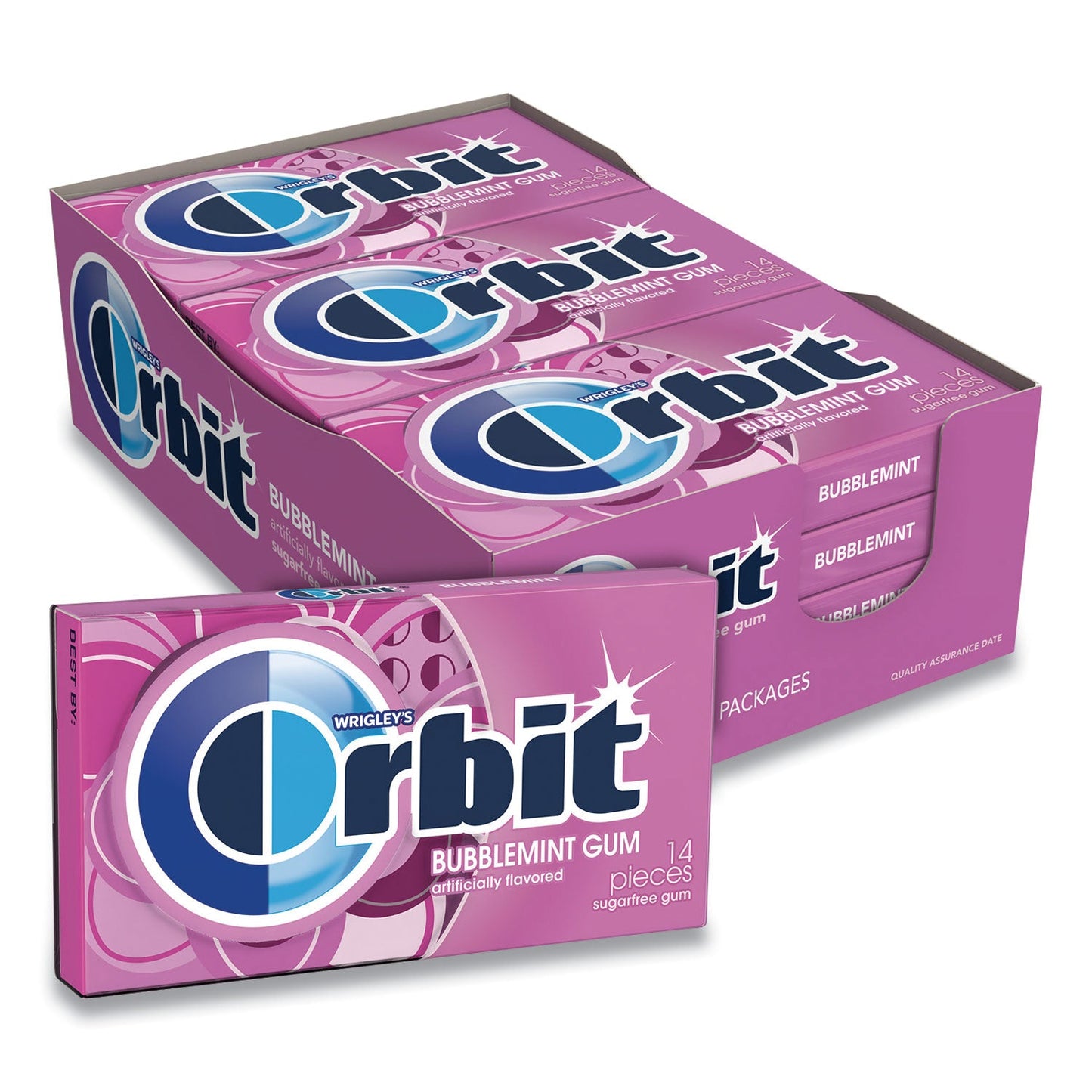 Orbit® Sugar-Free Chewing Gum, Bubblemint, 12/box