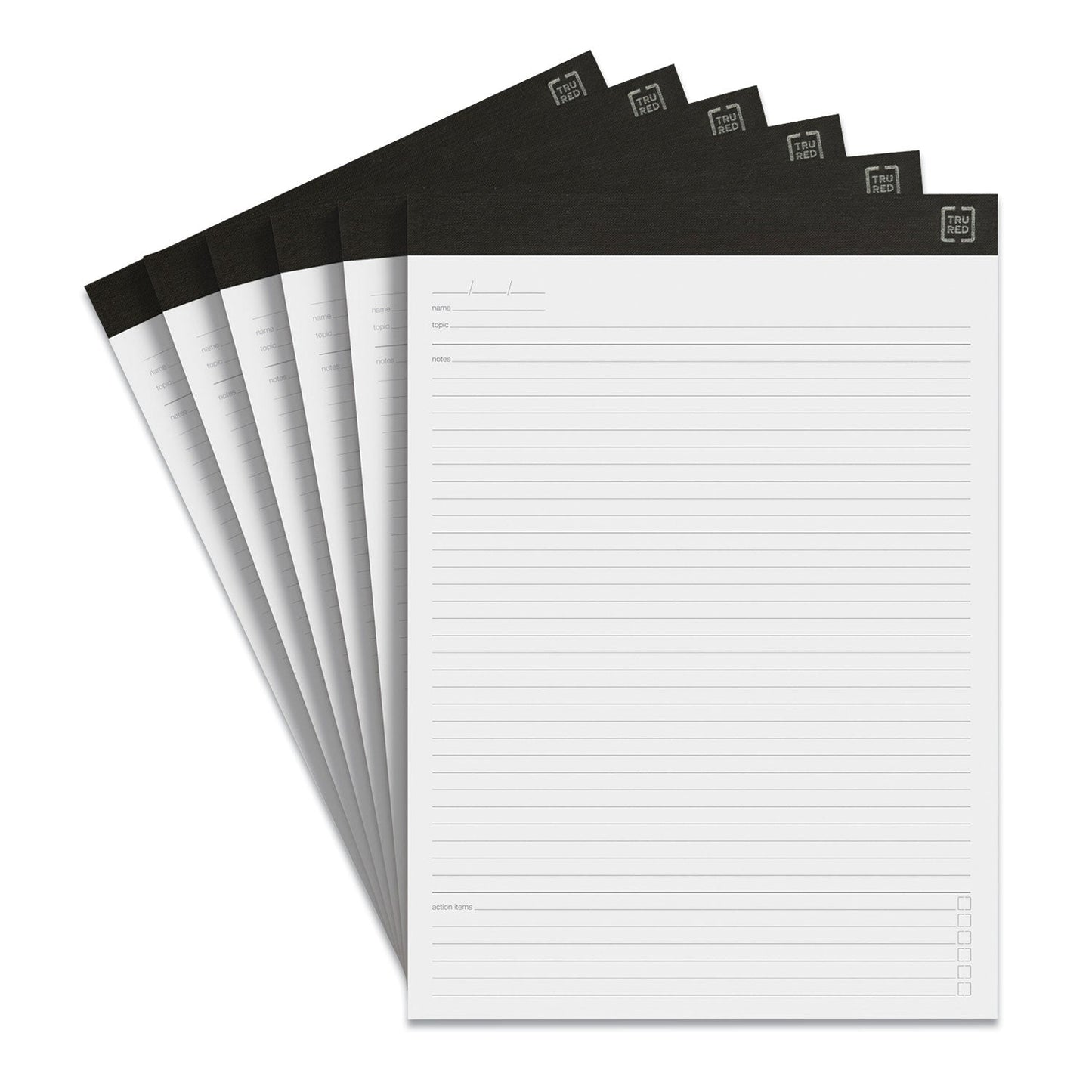TRU RED™ Notepads, Meeting-Minutes/notes Format, 50 White 8.5 X 11.75 Sheets, 6/pack