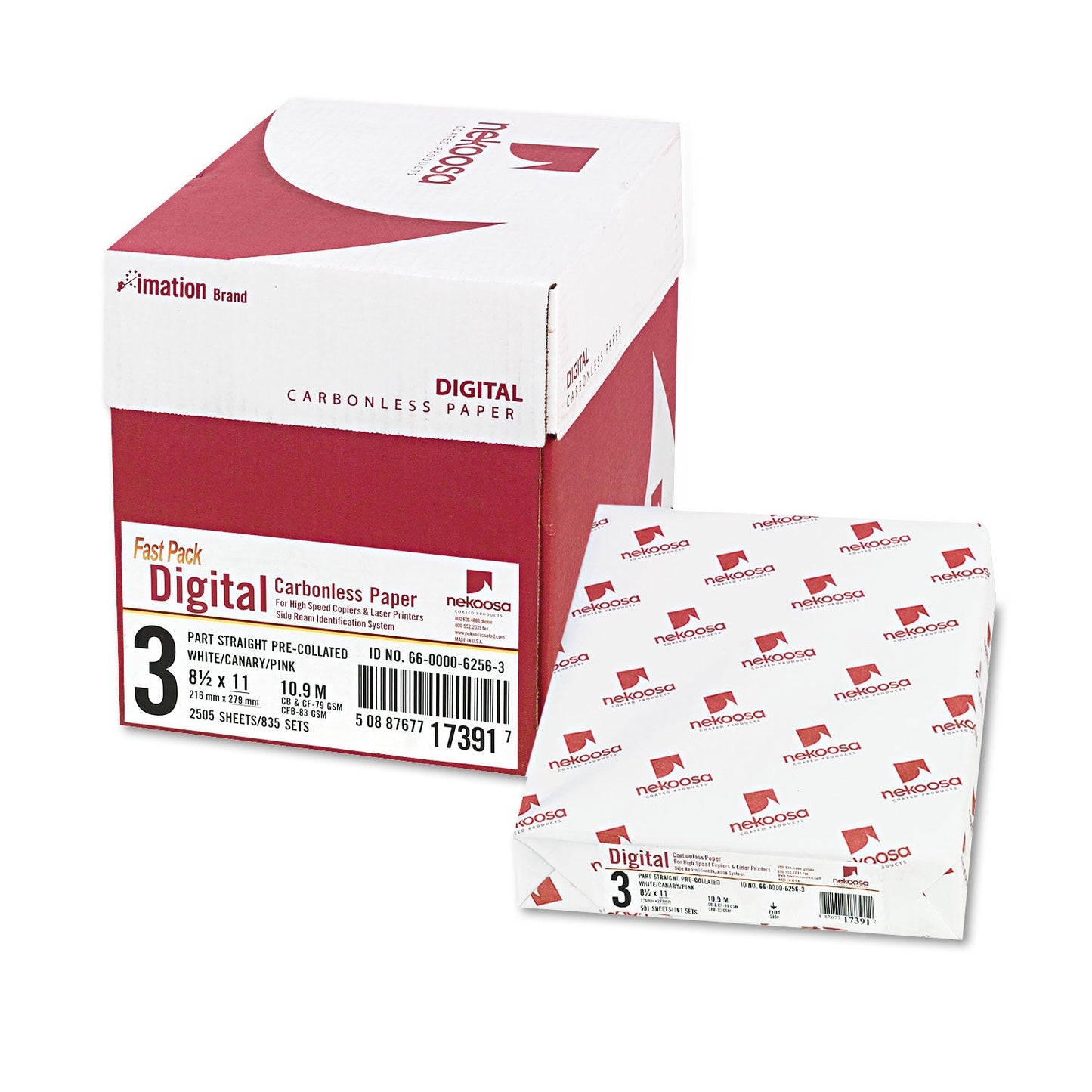 Nekoosa Fast Pack Carbonless 3-Part Paper, 8.5 X 11, White/canary/pink, 500 Sheets/ream, 5 Reams/carton