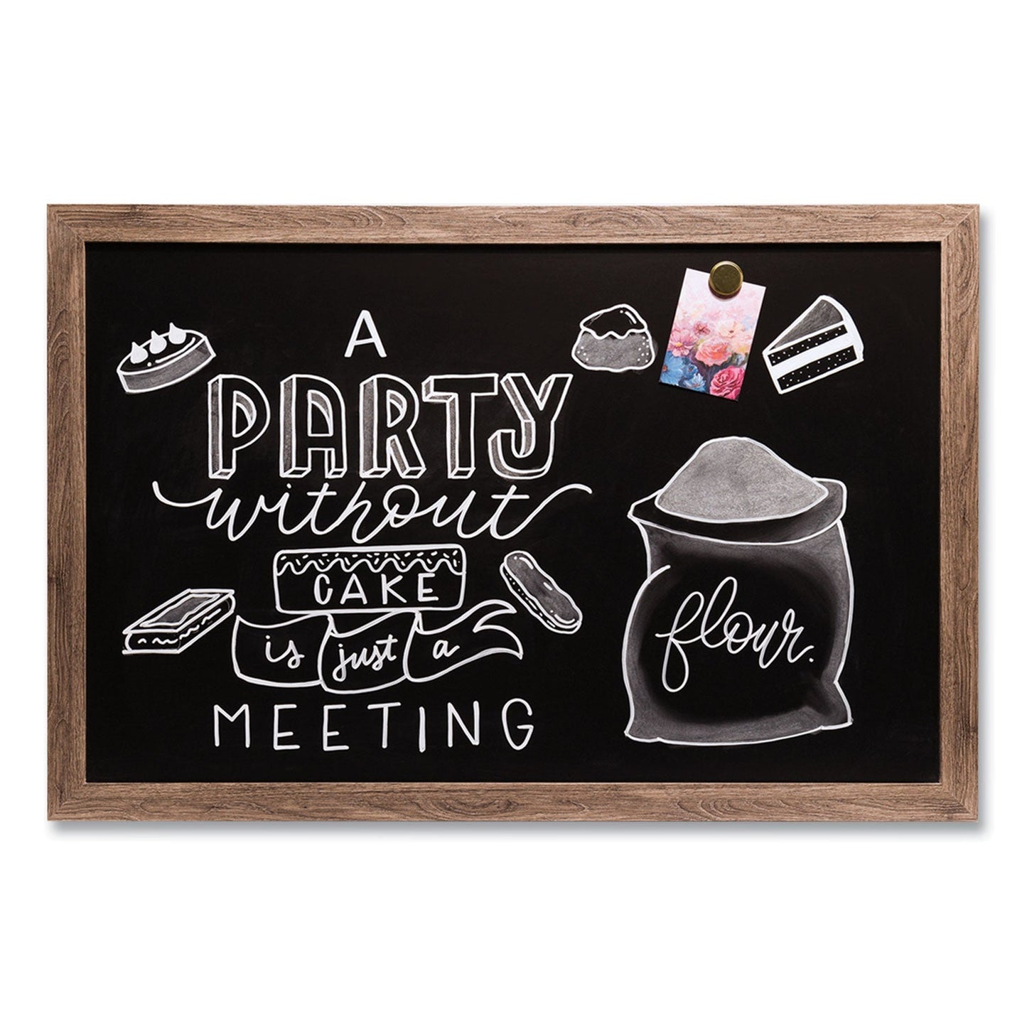 U Brands Magnetic Chalkboard with Rustic Frame, 36" x 24" (Actual Size: 35" x 23"), Black Surface, Brown Wood Frame