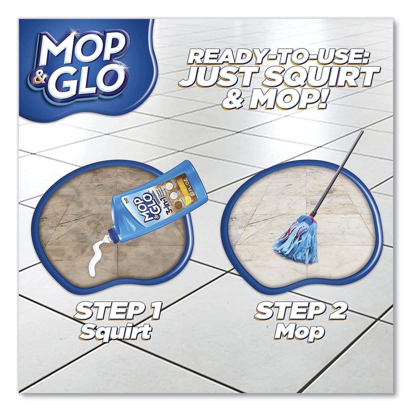 MOP & GLO® Ready to Use Multi-Surface Floor Cleaner, Fresh Citrus Scent, 32 oz Bottle, 6/Carton