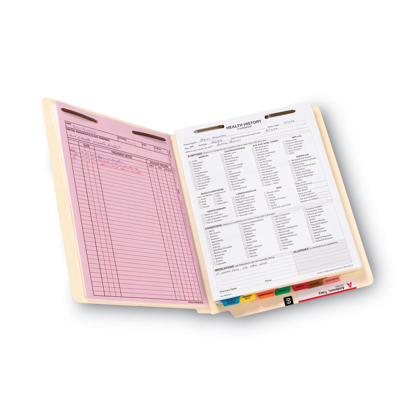 Smead Reinforced End Tab Fastener Folders, Antimicrobial Protection, 0.75" Expansion, 2 Fasteners, Letter Size, Manila, 50/Box