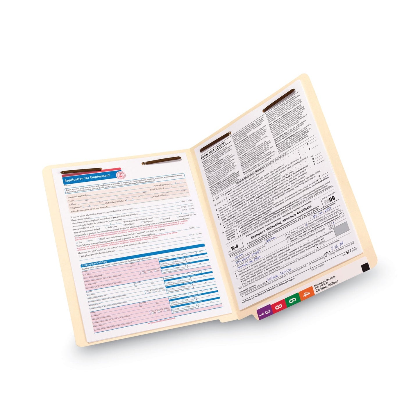Smead Reinforced End Tab Fastener Folders, Antimicrobial Protection, 0.75" Expansion, 2 Fasteners, Letter Size, Manila, 50/Box