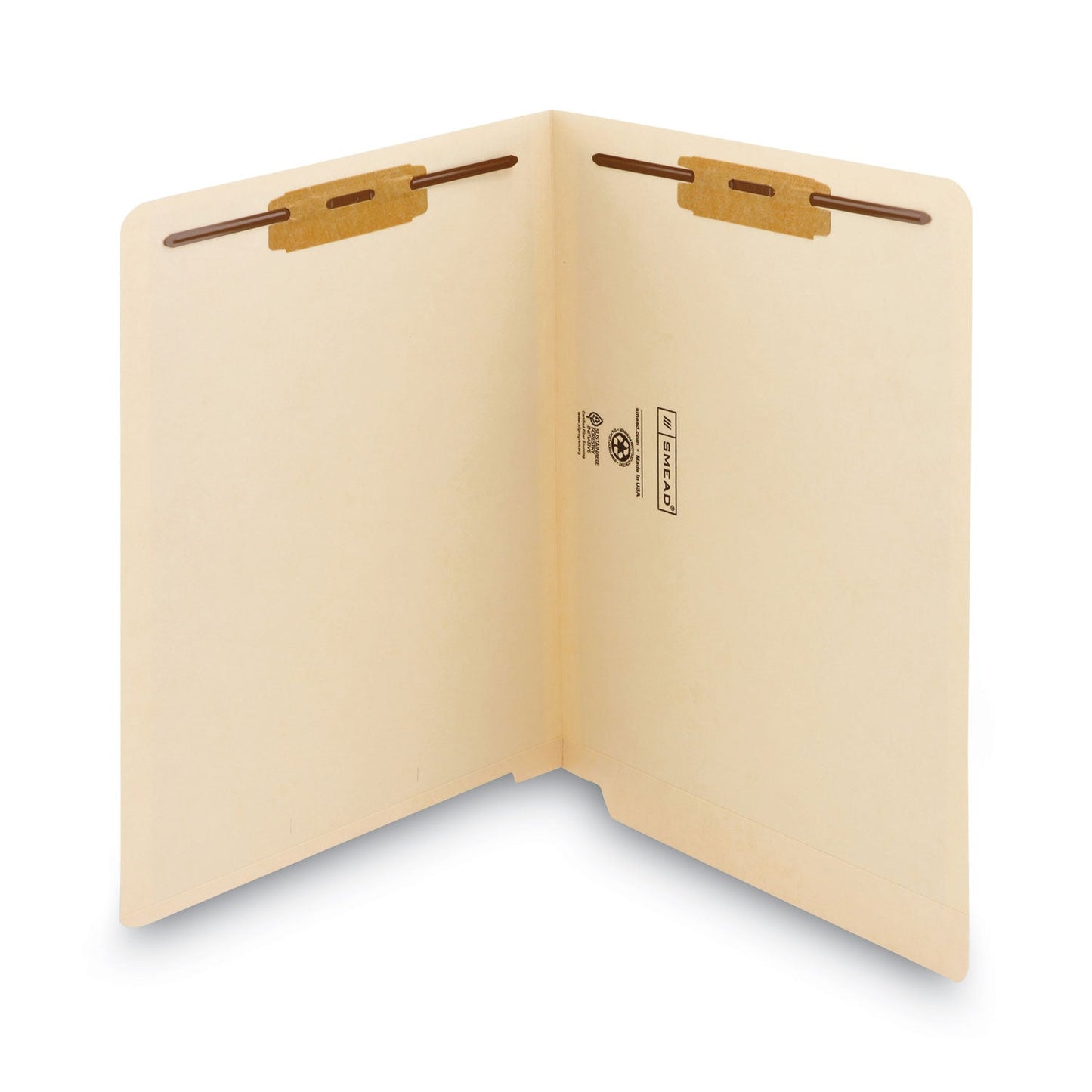 Smead Reinforced End Tab Fastener Folders, Antimicrobial Protection, 0.75" Expansion, 2 Fasteners, Letter Size, Manila, 50/Box