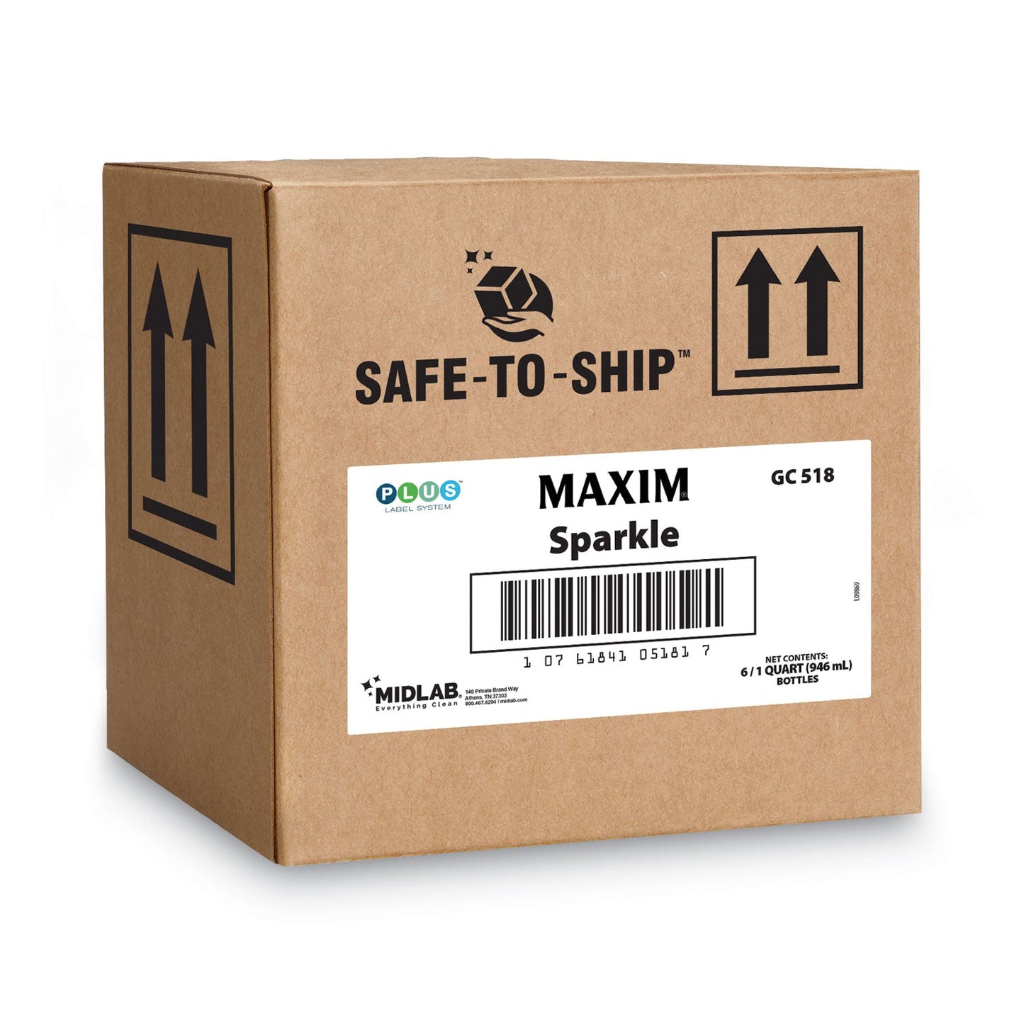 Maxim® RTU Sparkle Glass Cleaner, Safe-to-Ship, 32 oz Bottle, 6/Carton