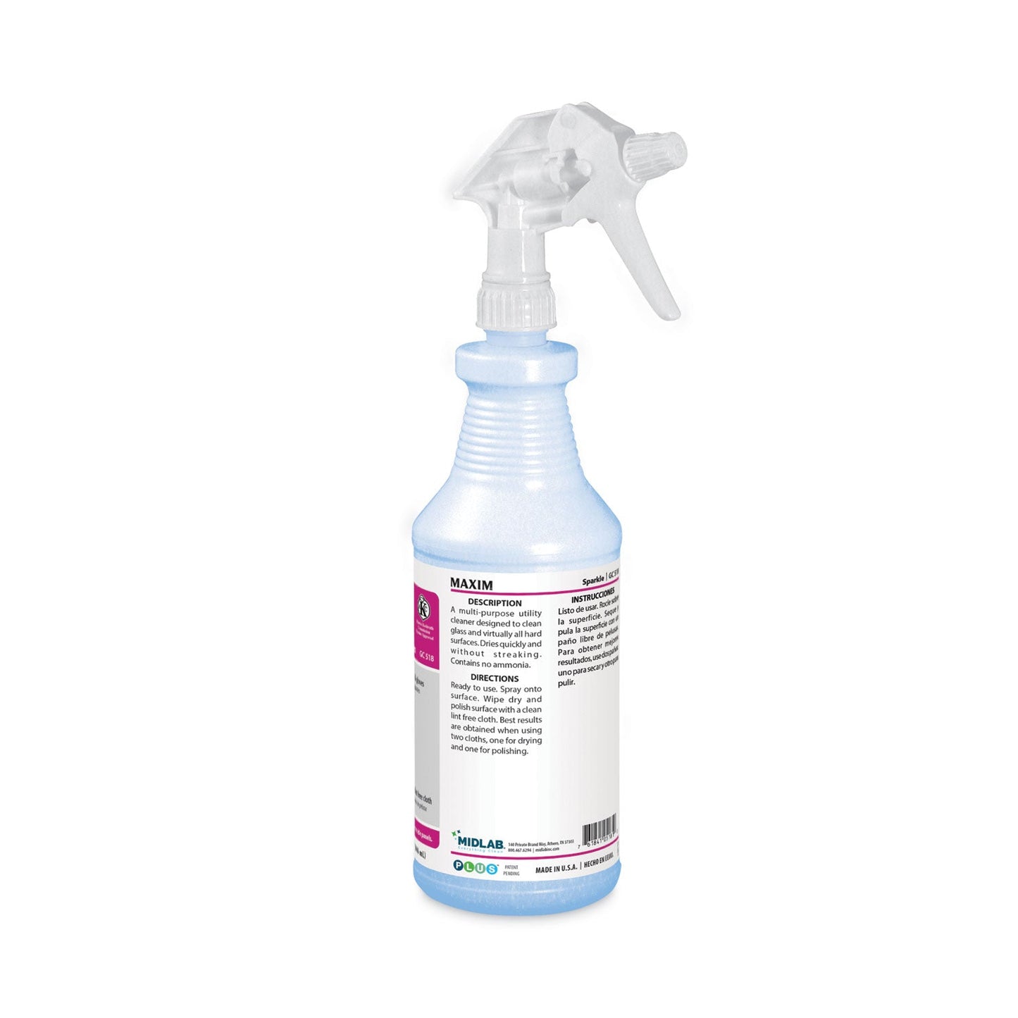 Maxim® RTU Sparkle Glass Cleaner, Safe-to-Ship, 32 oz Bottle, 6/Carton