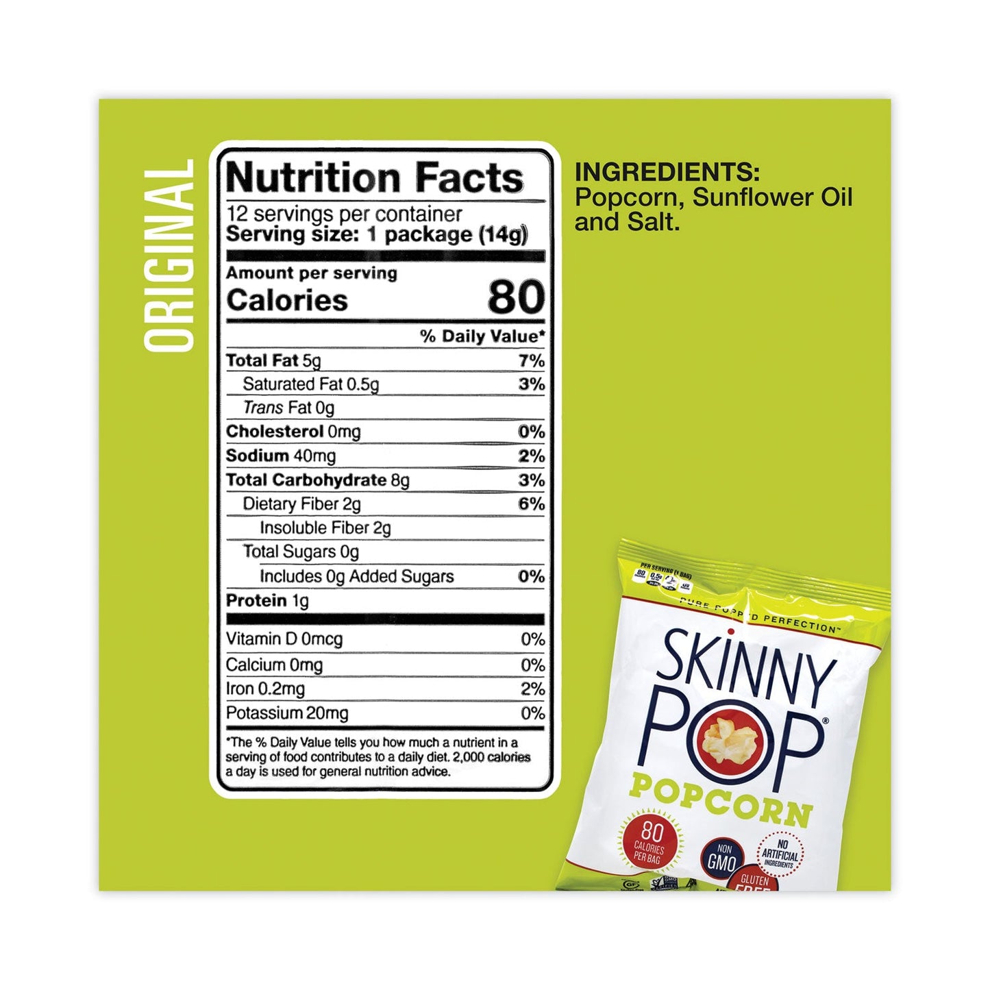 SkinnyPop® Popcorn Popcorn Variety Snack Pack, 0.5 oz Bag, 36 Bags/Carton