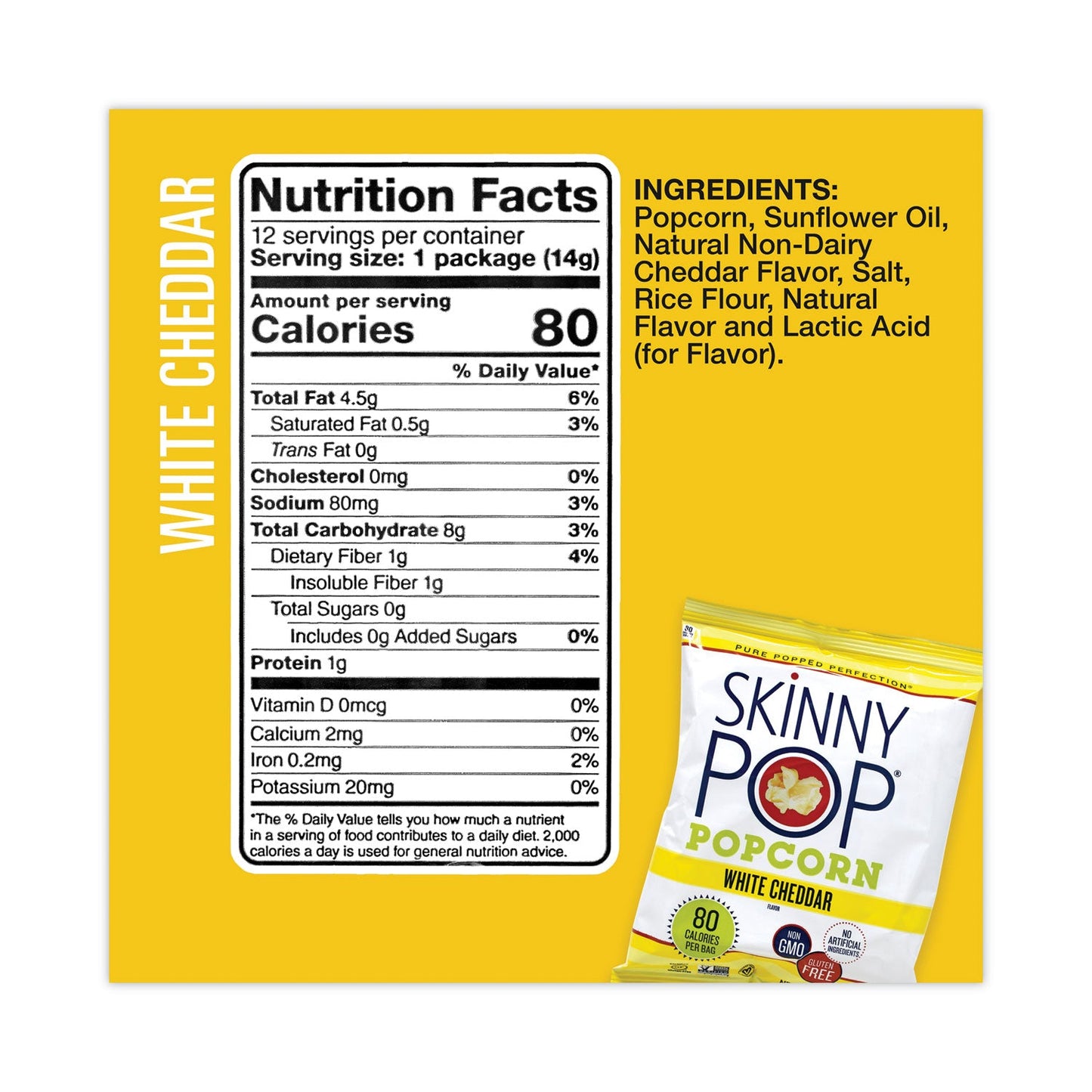 SkinnyPop® Popcorn Popcorn Variety Snack Pack, 0.5 oz Bag, 36 Bags/Carton