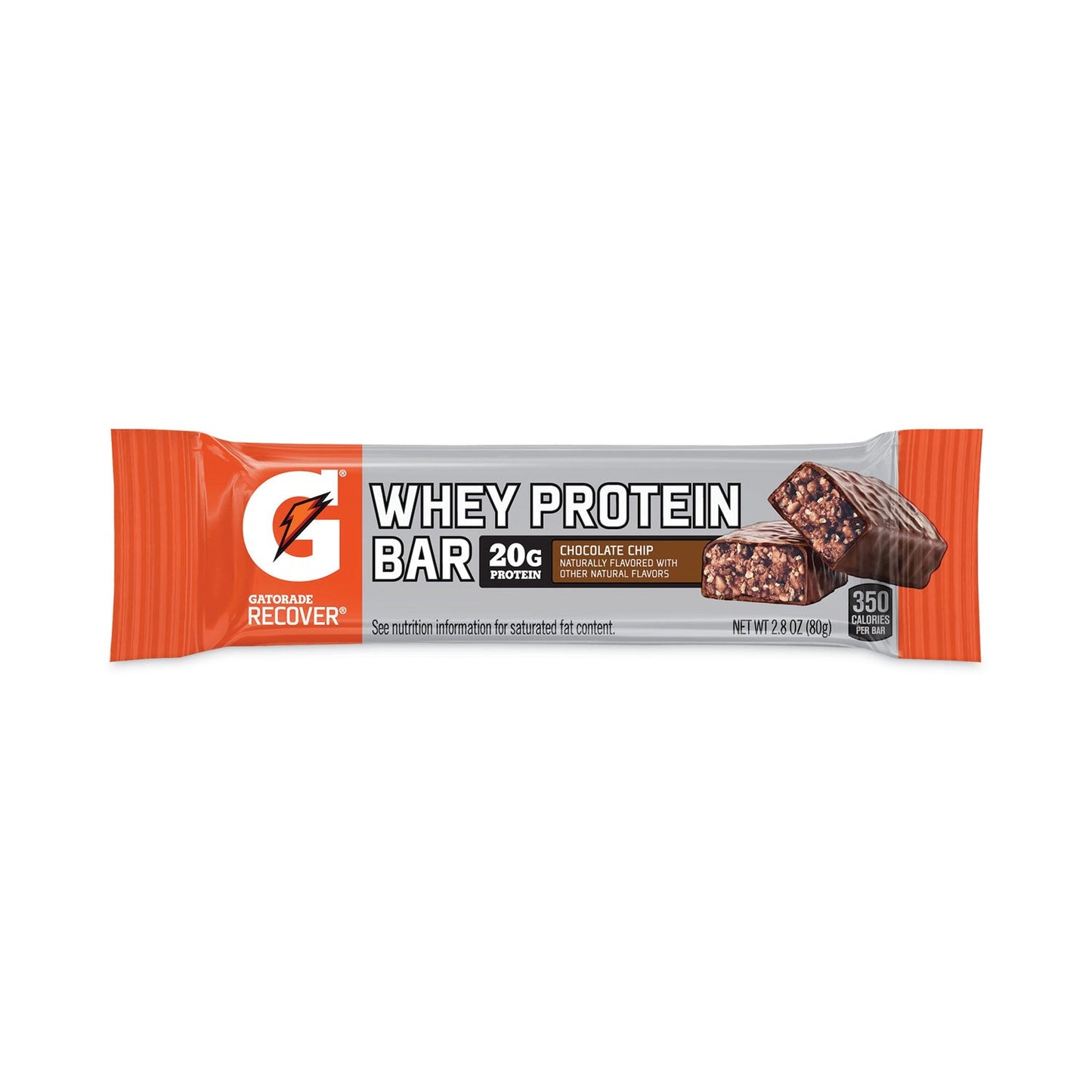 Gatorade® Recover Chocolate Chip Whey Protein Bar, 2.8 oz Bar, 12 Bars/Carton