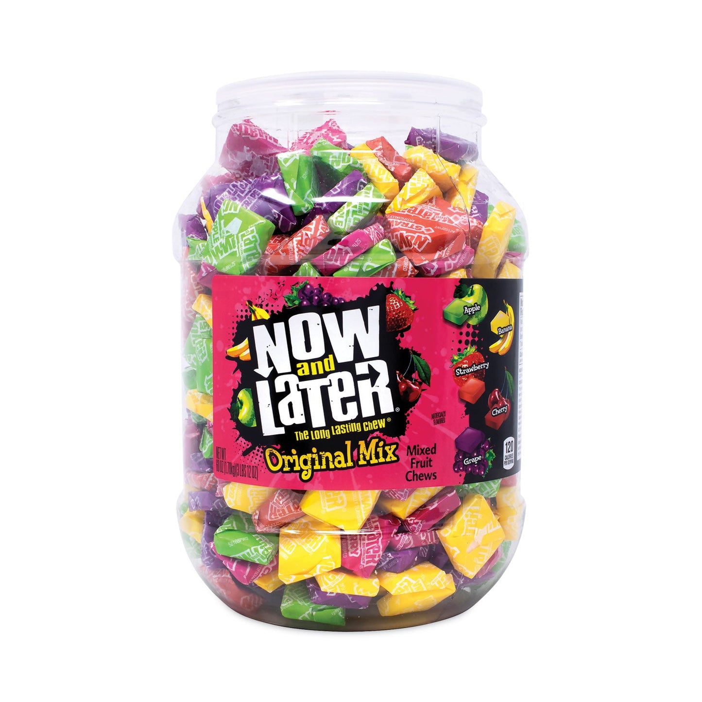 Now and Later® Mixed Fruit Chews, Assorted Flavors, 60 oz Tub, 365 Pieces