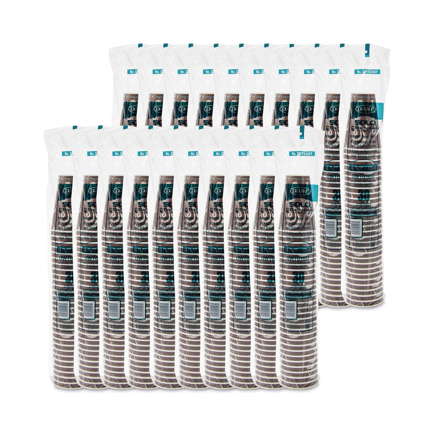 SOLO® Thermoguard Insulated Paper Hot Cups, 16 oz, Steam Print Design, 600/Carton