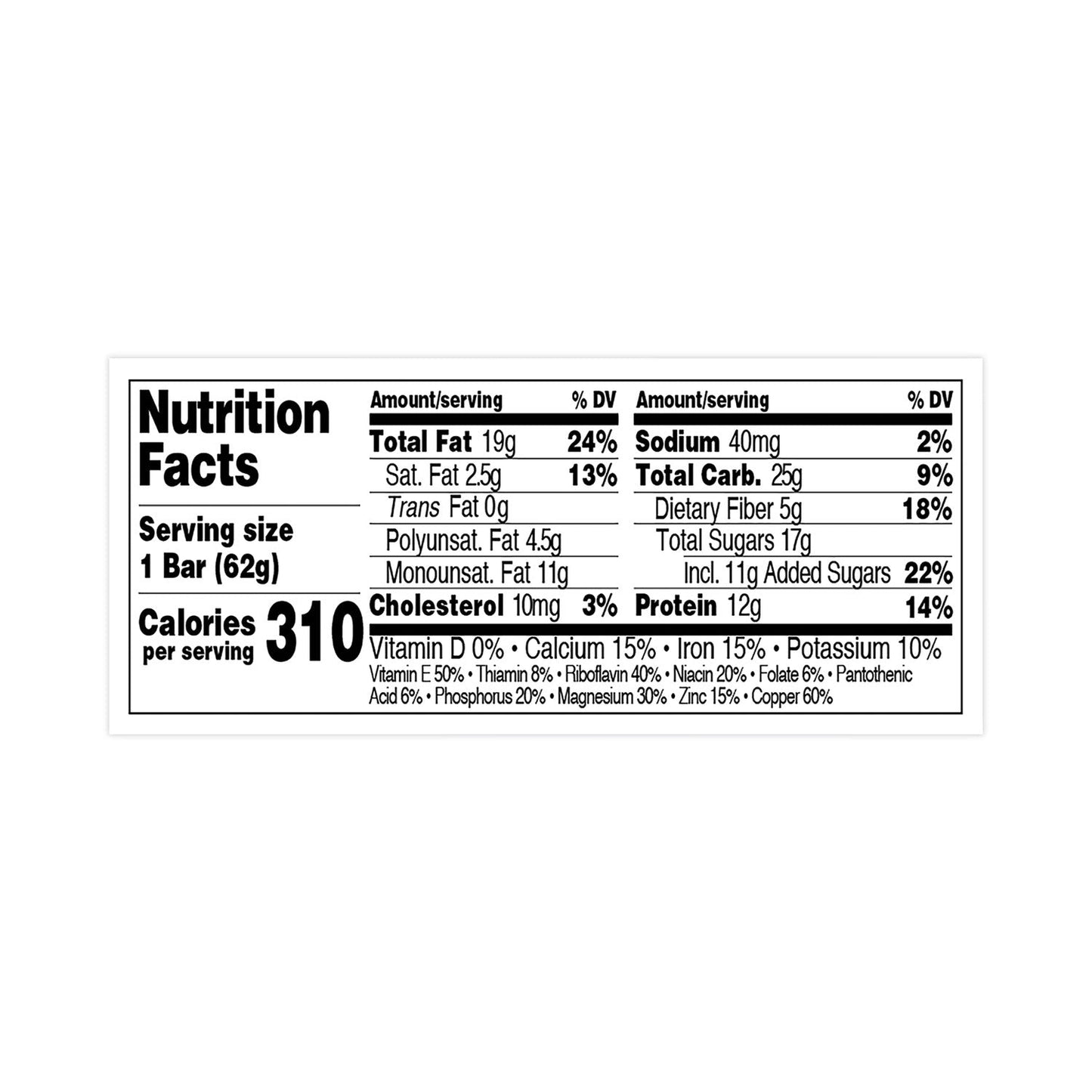Perfect Bar® Refrigerated Protein Bar, Dark Chocolate Almond, 2.2 oz Bar, 16/Carton