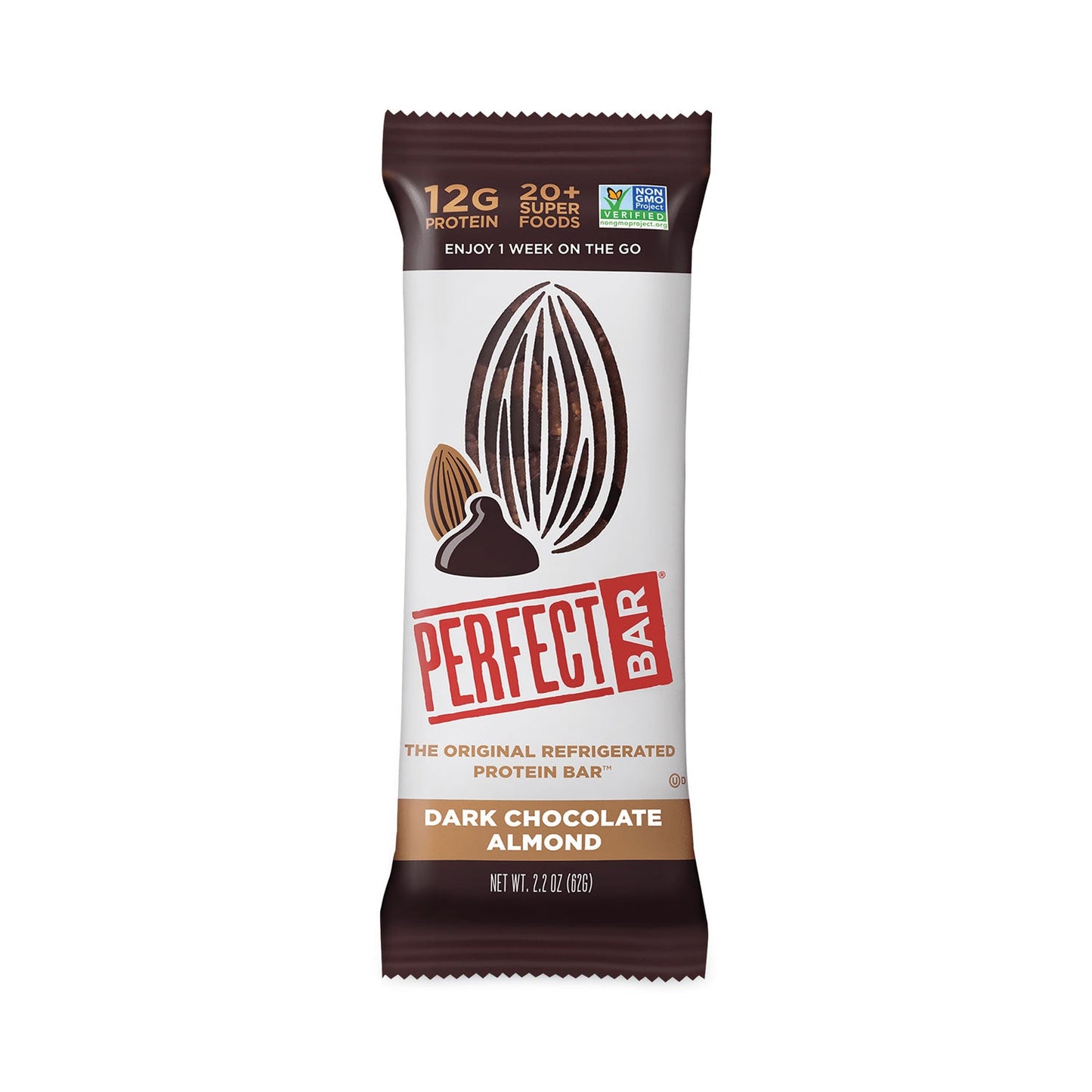 Perfect Bar® Refrigerated Protein Bar, Dark Chocolate Almond, 2.2 oz Bar, 16/Carton