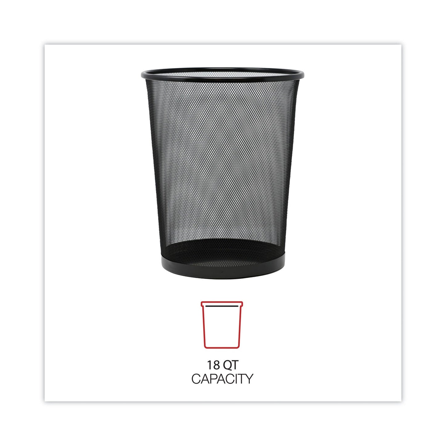 Universal® Mesh Wastebasket, 18 qt, Steel Mesh, Black