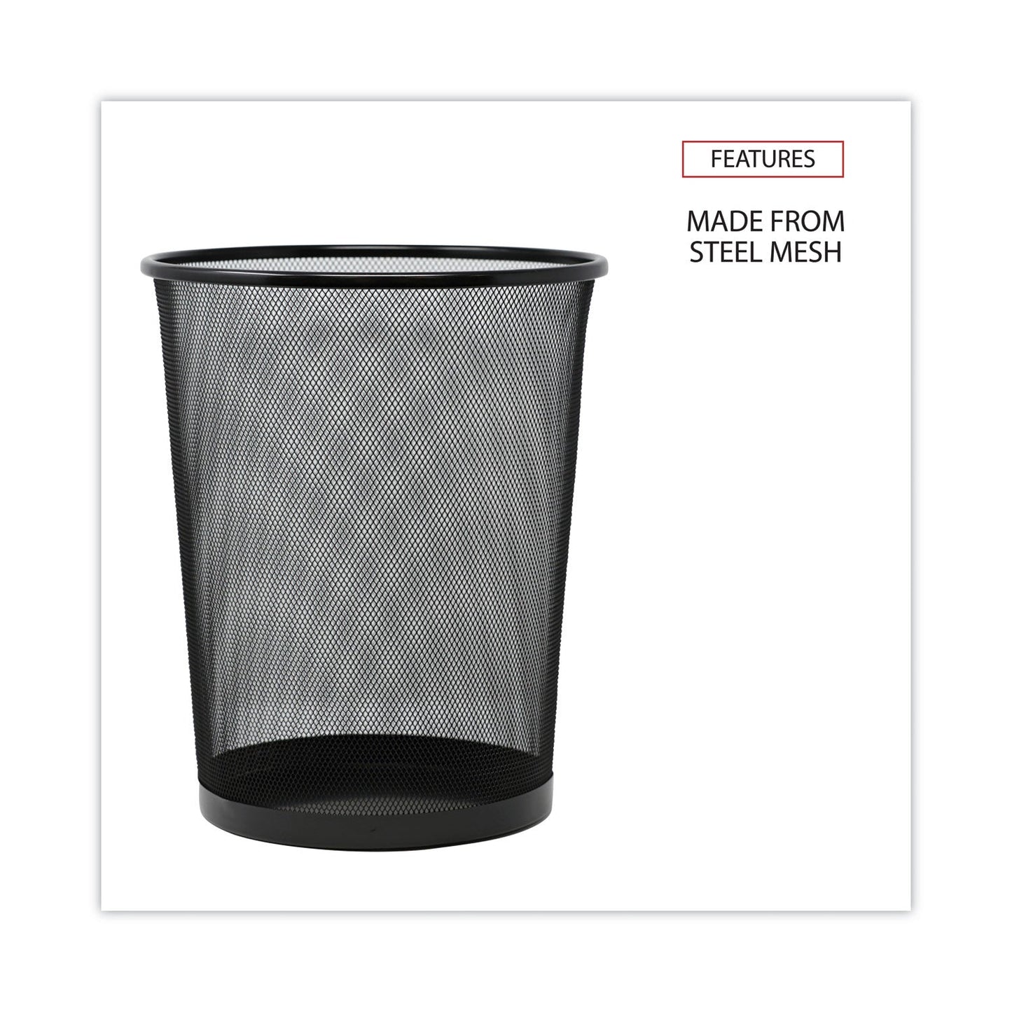 Universal® Mesh Wastebasket, 18 qt, Steel Mesh, Black
