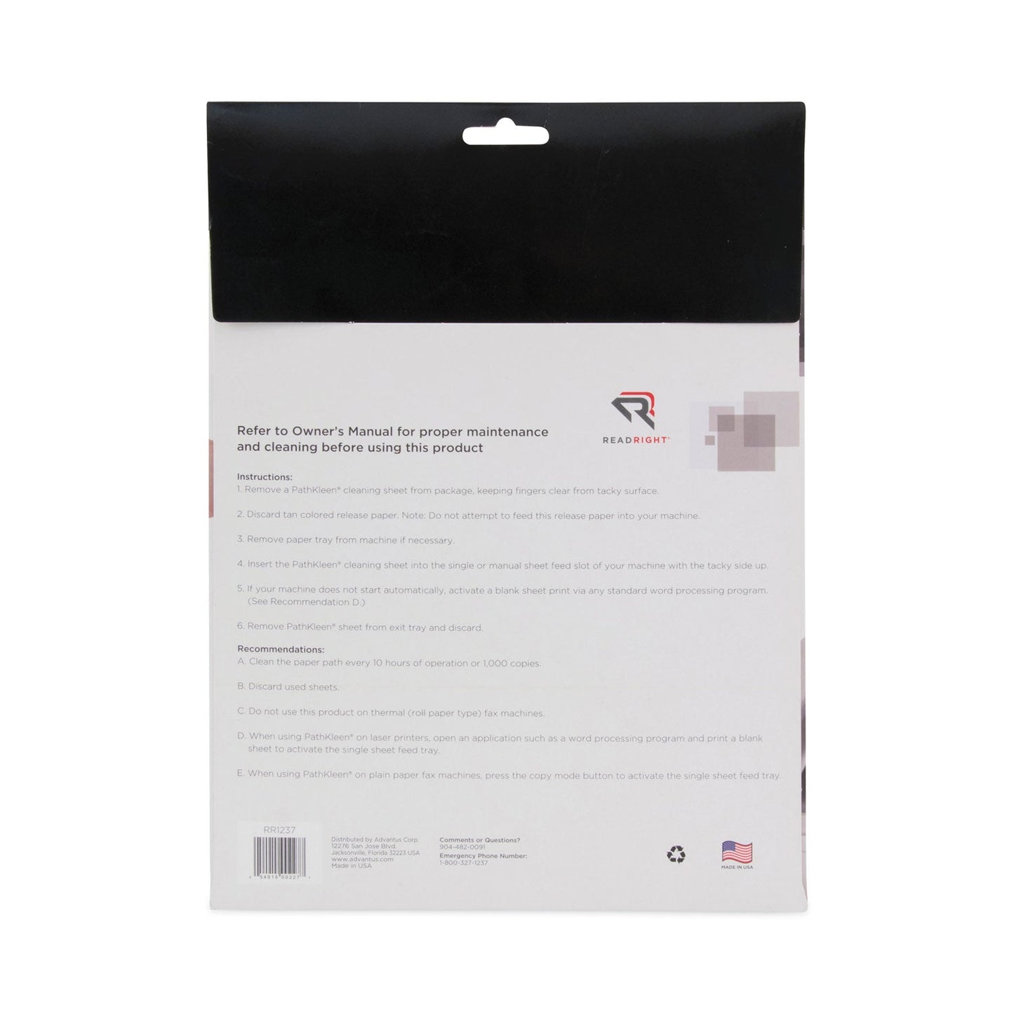 Read Right® PathKleen Sheets, 8.5 x 11, 10/Pack