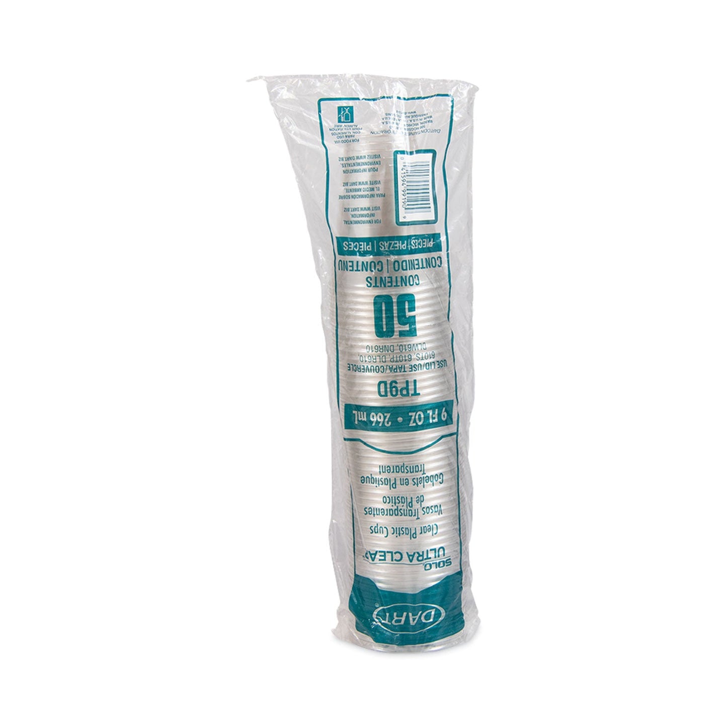 SOLO® Ultra Clear PET Cups, Tall, 9 oz, Plastic, 50/Bag, 20 Bags/Carton