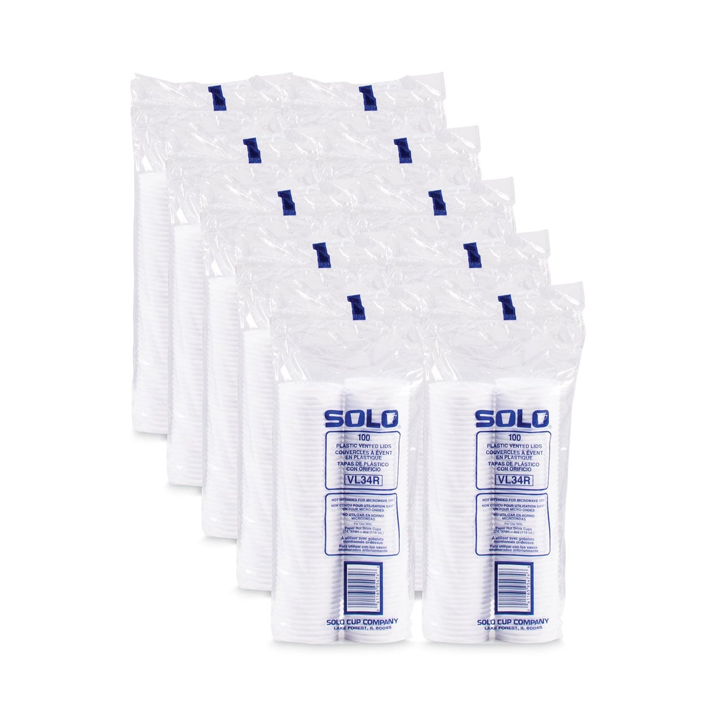 SOLO® Polystyrene Vented Hot Cup Lids, Fits 4 oz Hot Cups, Plastic, White, 100/Pack, 10 Packs/Carton