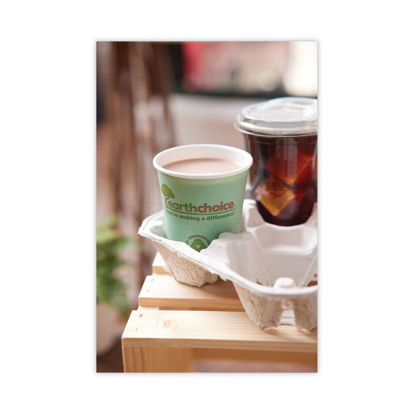 Pactiv Evergreen EarthChoice Carry-Safe Beverage Carrier, 8 oz to 32 oz, Four Cups + Food Tray, Natural, 300/Carton