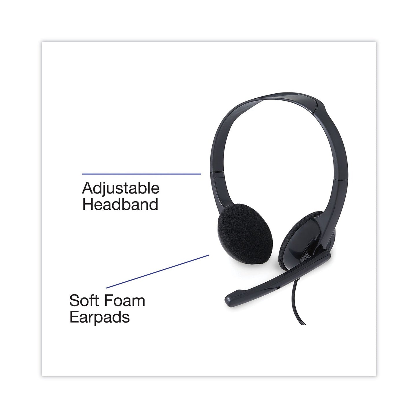 Verbatim® 70721 Binaural Over The Head Headset with Microphone, Black