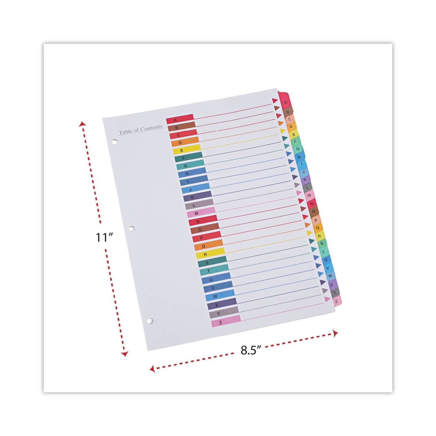Universal® Deluxe Table Of Contents Dividers For Printers, 26-Tab, A To Z, 11 X 8.5, White, 1 Set